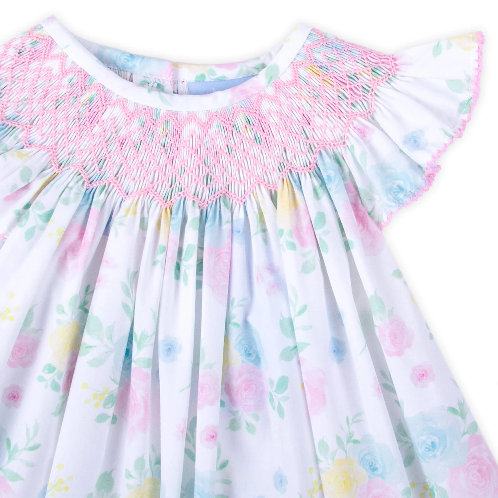 Sunshine Floral Smocked Angel Sleeve Bubble - Image 2
