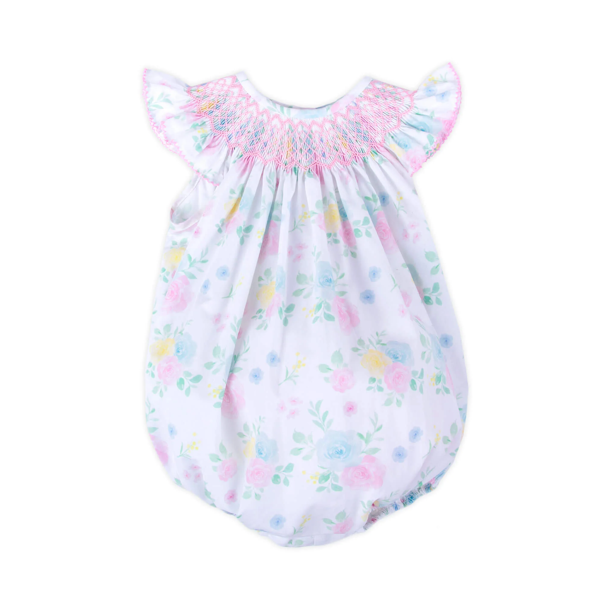 Sunshine Floral Smocked Angel Sleeve Bubble - Image 4