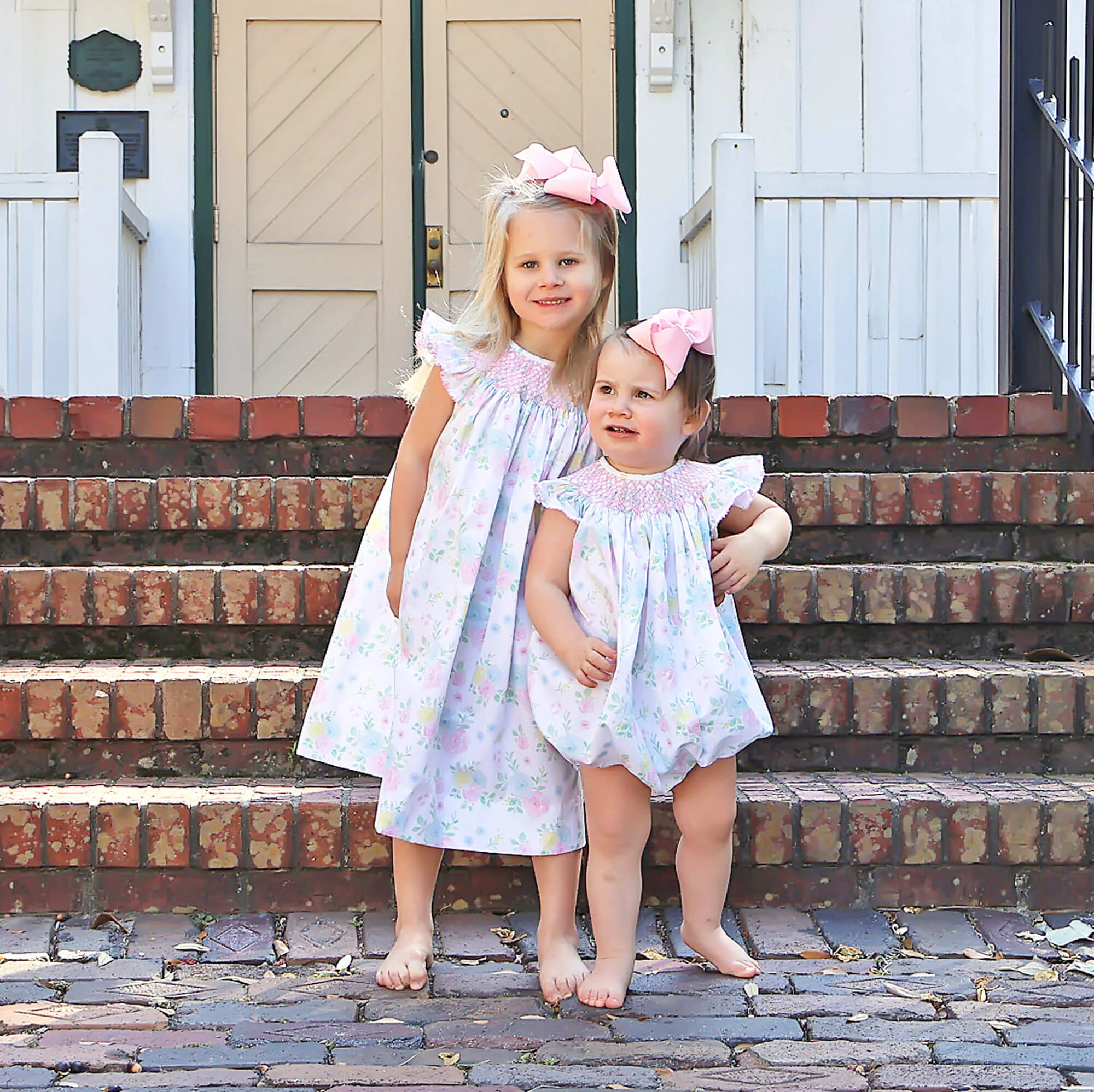 Sunshine Floral Smocked Angel Sleeve Bubble - Image 5