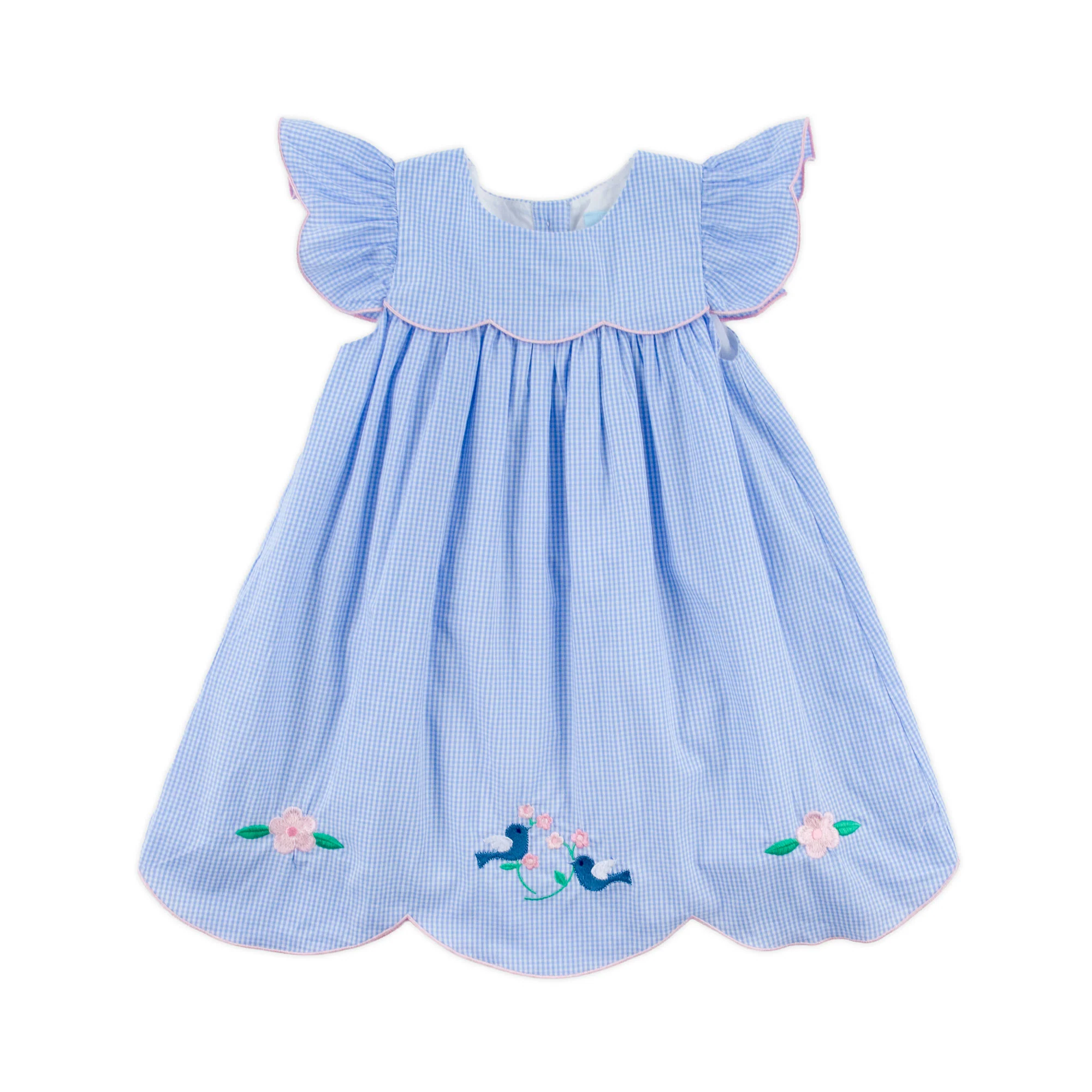Sweet Bird Embroidered Light Blue Gingham Amelia Dress - Image 2