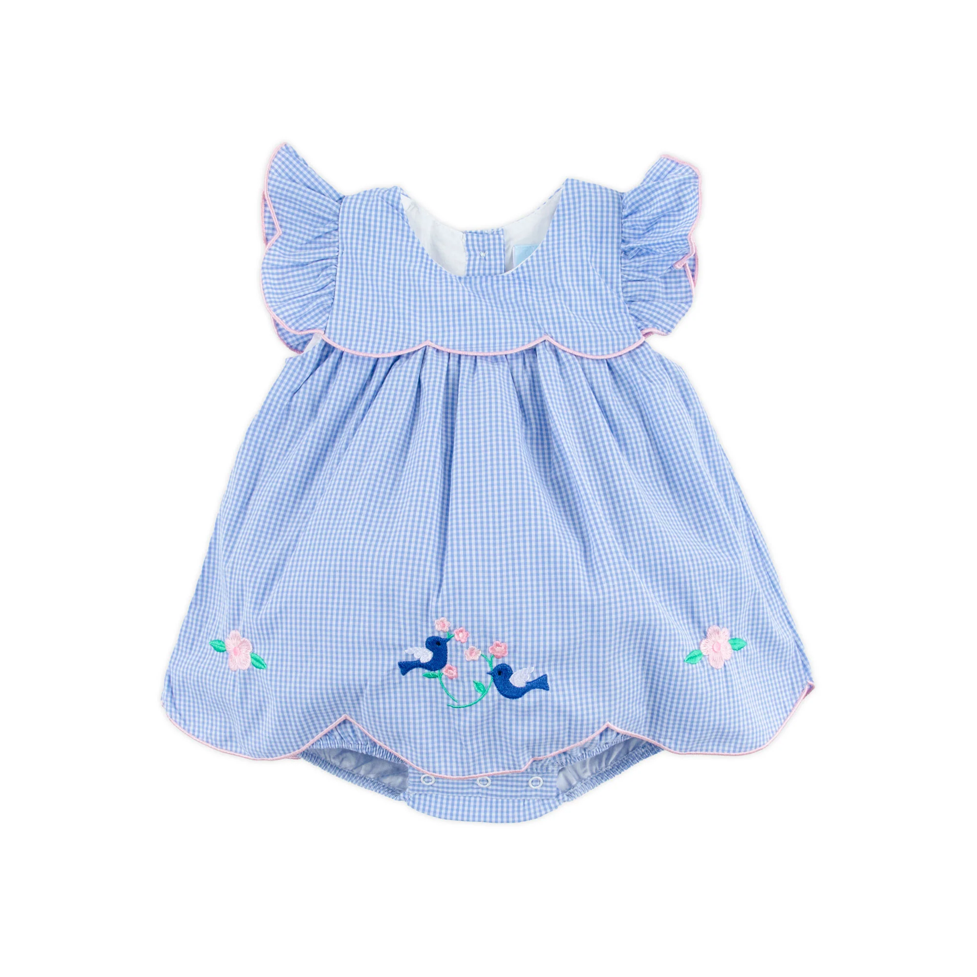Sweet Bird Embroidered Light Blue Gingham Amelia Skirt Bubble - Image 2