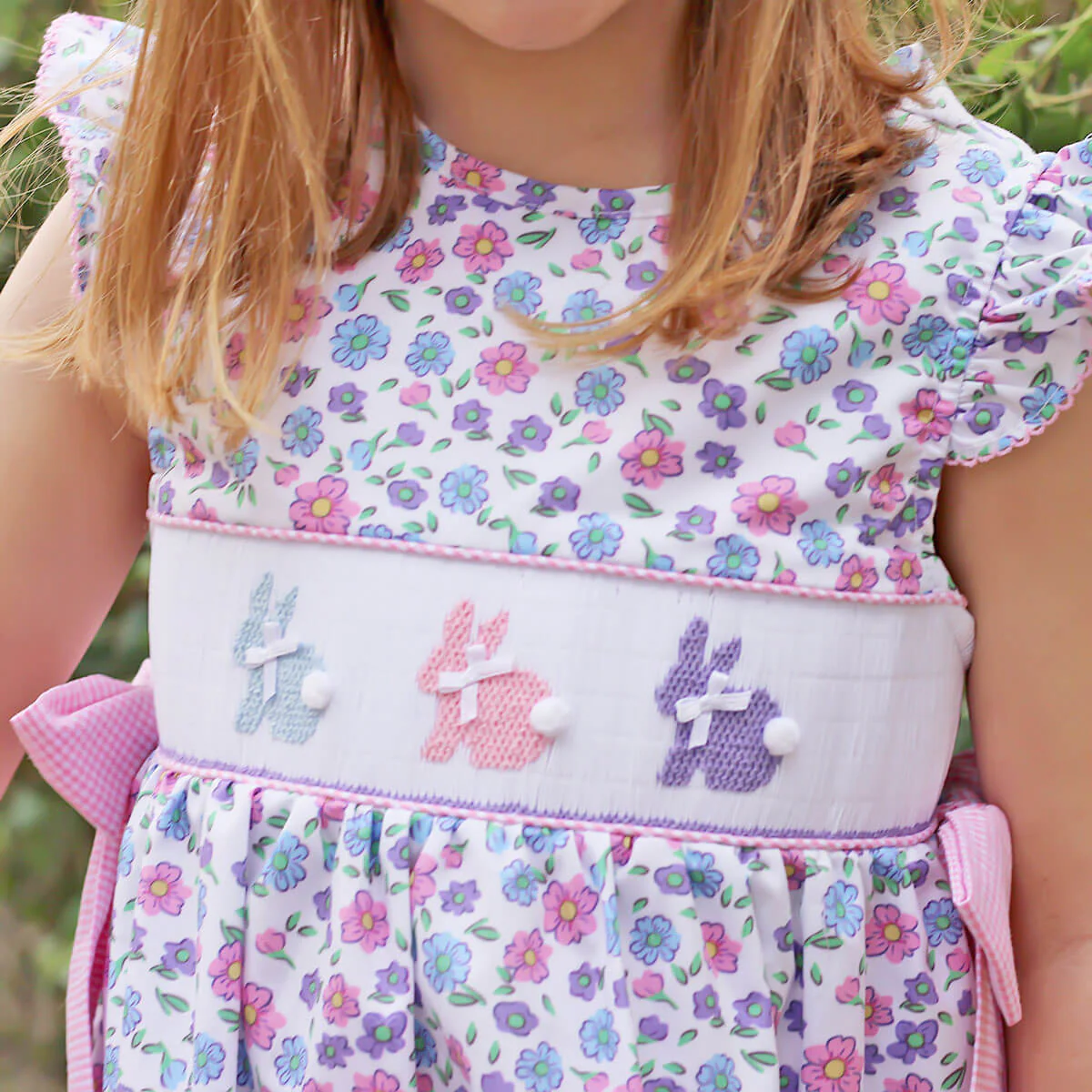 Springtime Floral Bunny Smocked Beverly Bubble - Image 2