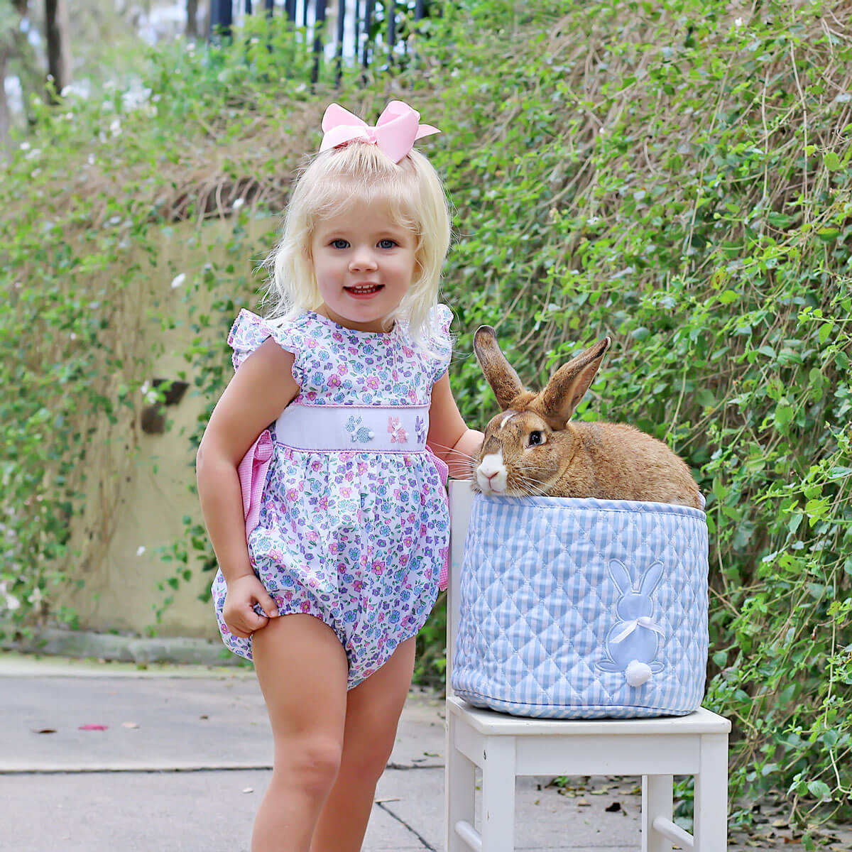 Springtime Floral Bunny Smocked Beverly Bubble - Image 3