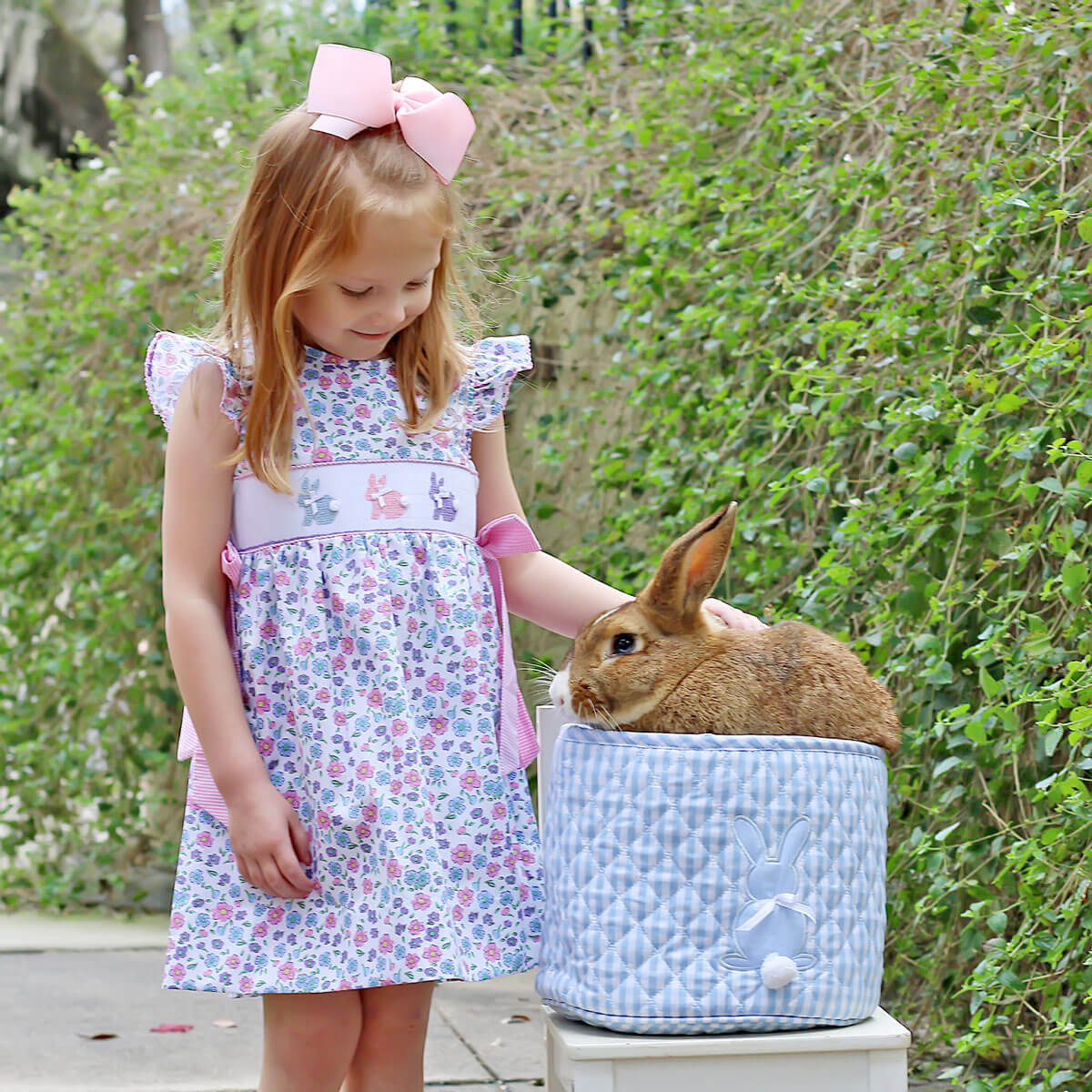 Springtime Floral Bunny Smocked Beverly Dress - Image 4