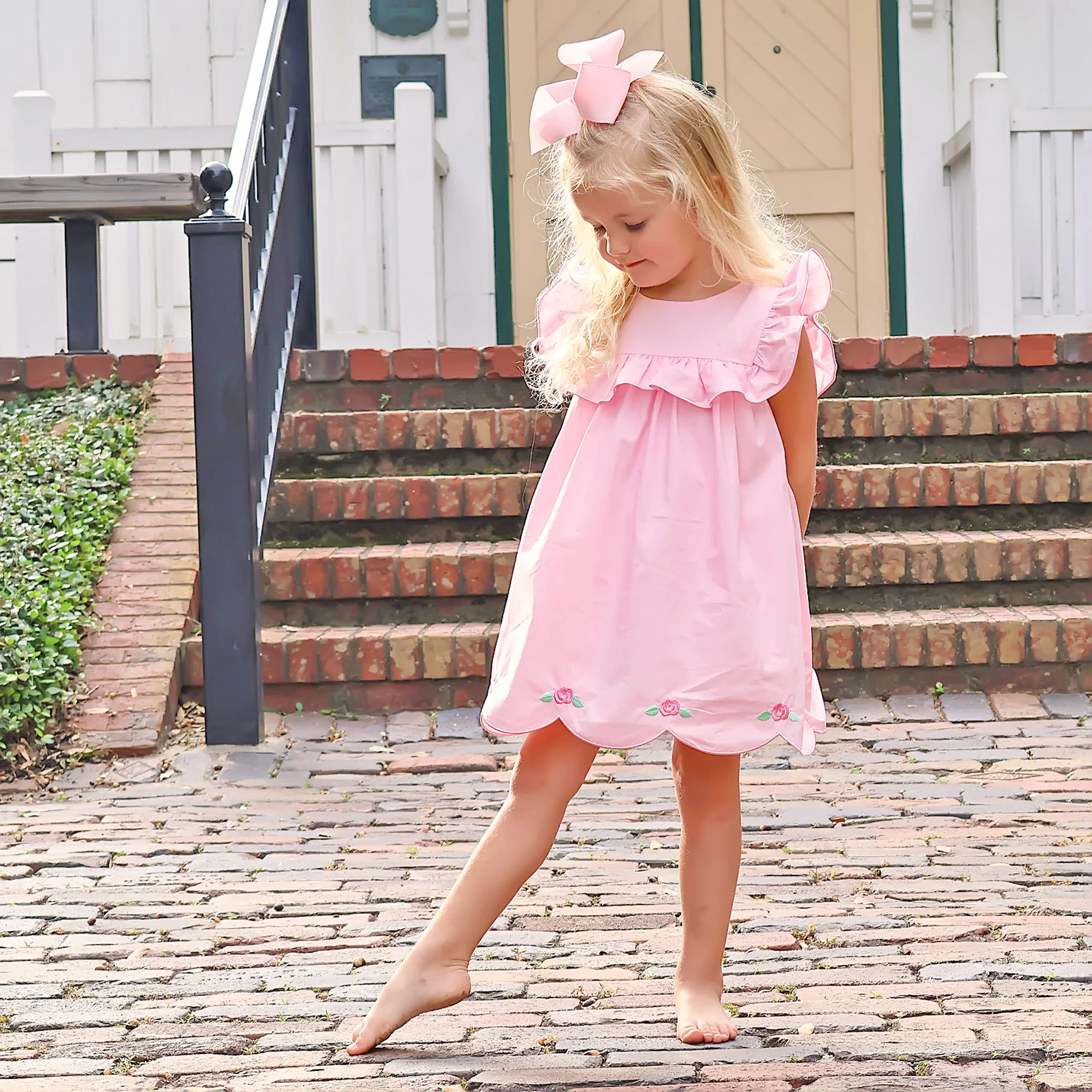 Sweet Flower Pink Bib Dress - Image 3