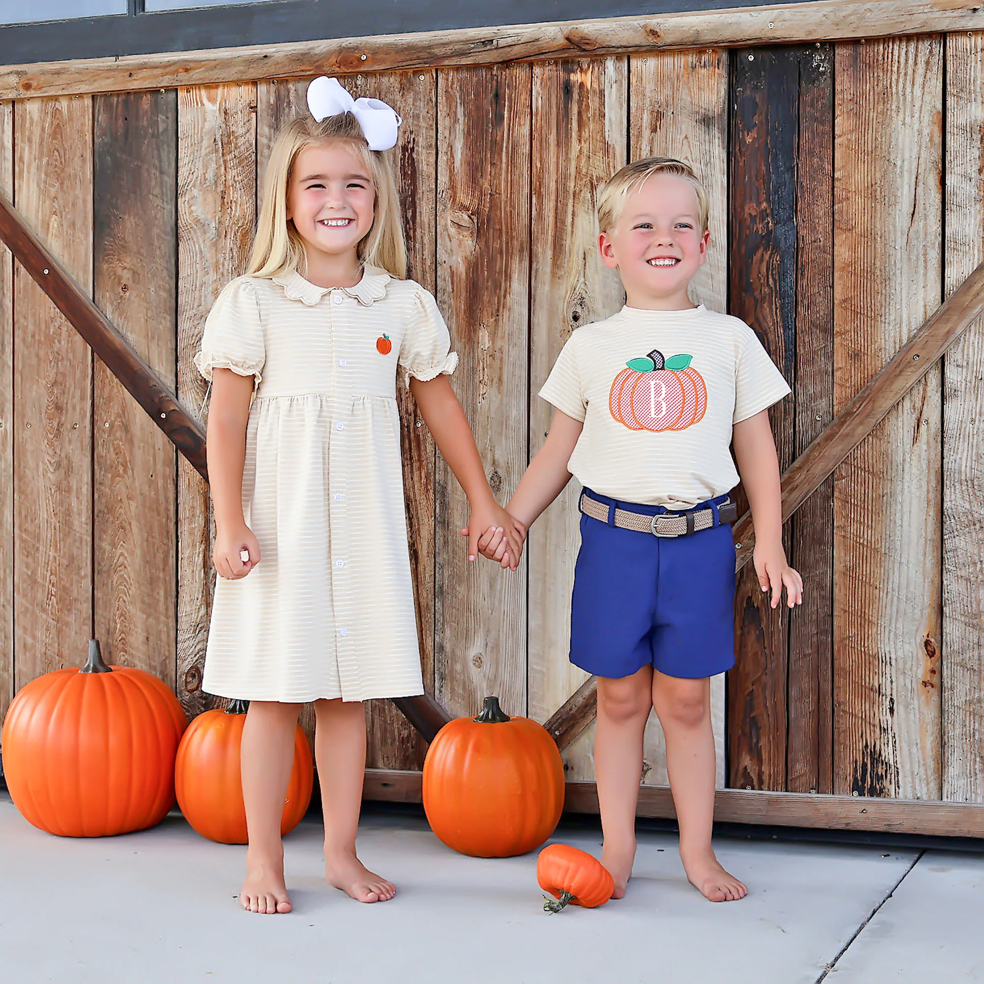 Sweet Pumpkin Tan Stripe Short Sleeve Shirt - Image 3