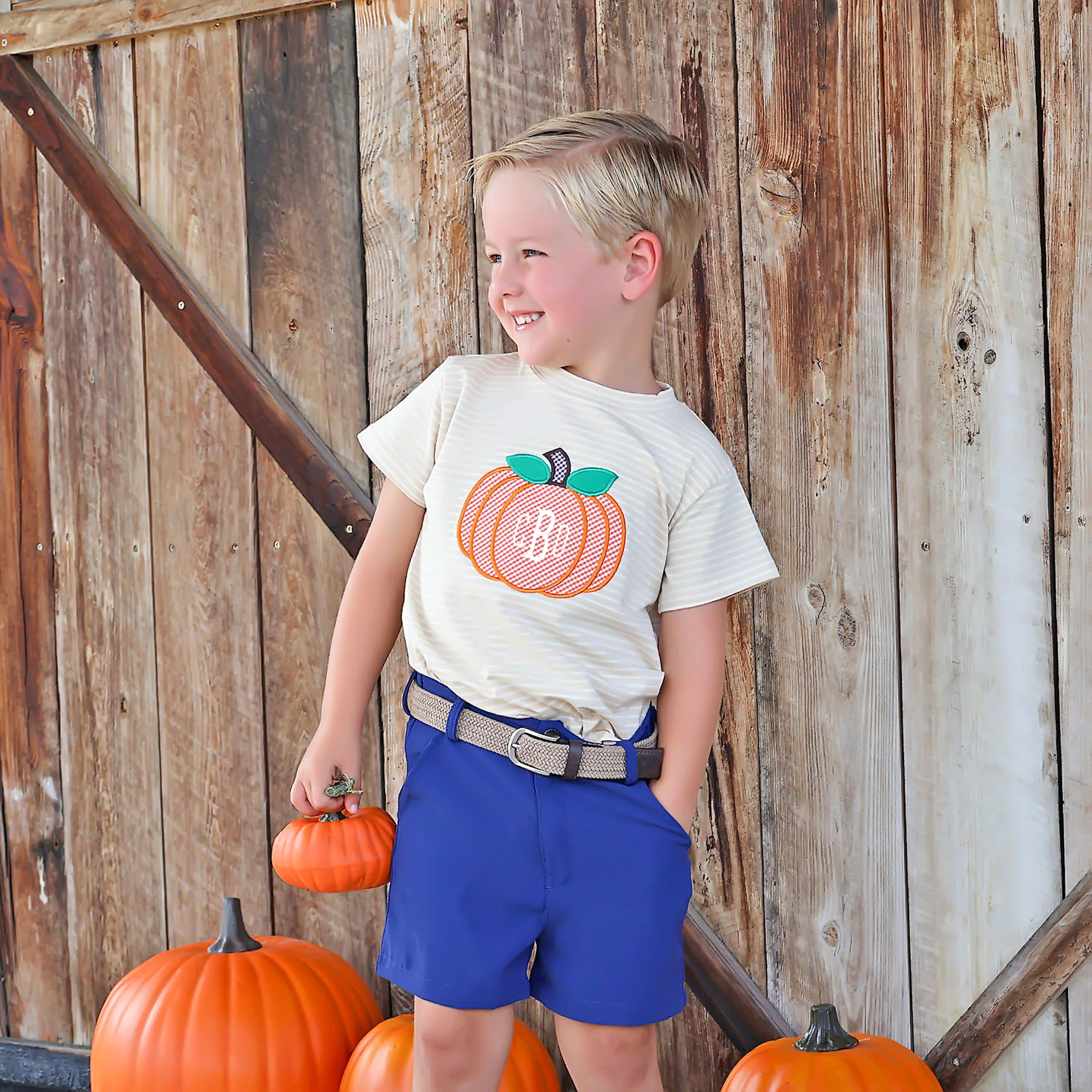 Sweet Pumpkin Tan Stripe Short Sleeve Shirt - Image 5