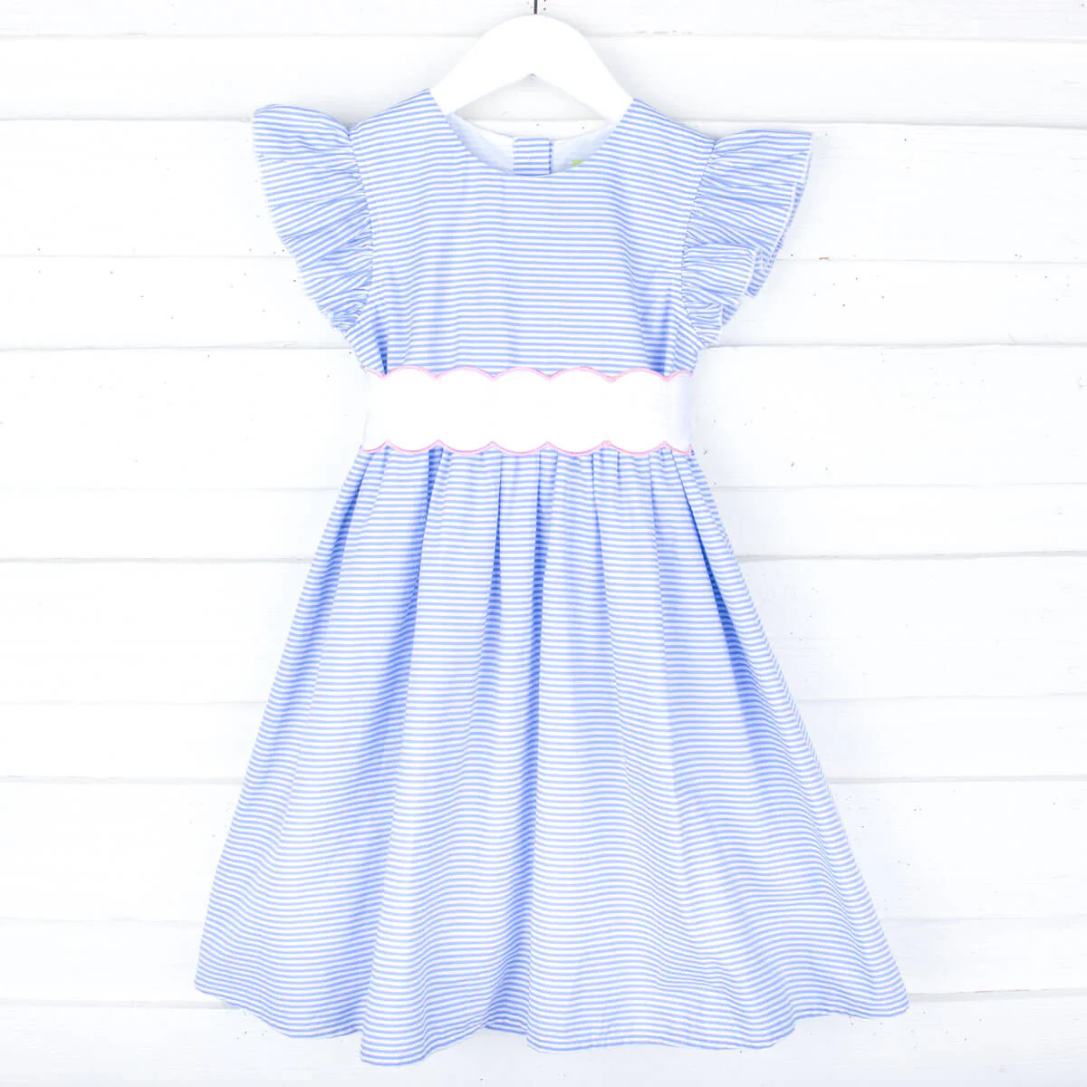 Sweet Spring Blue Stripe Sash Dress - Image 2