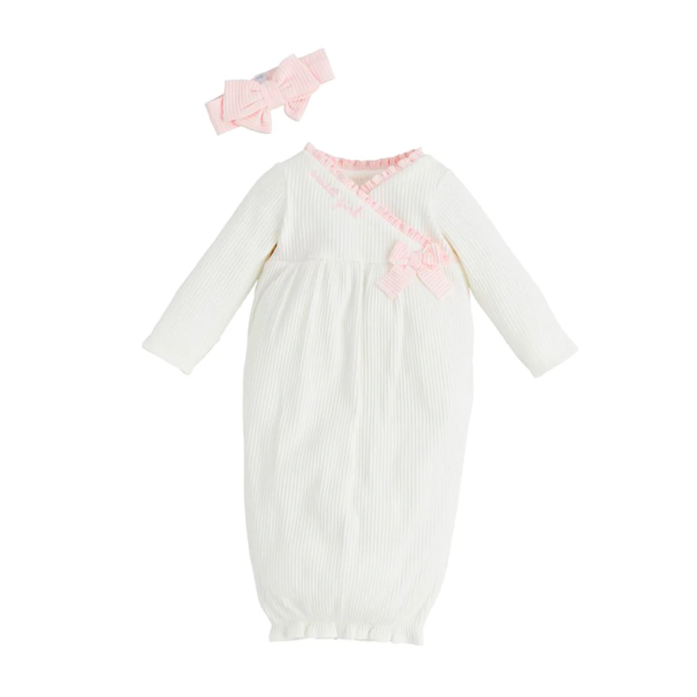 Sweet Take-Me Home Baby Gown & Headband Set - Image 2