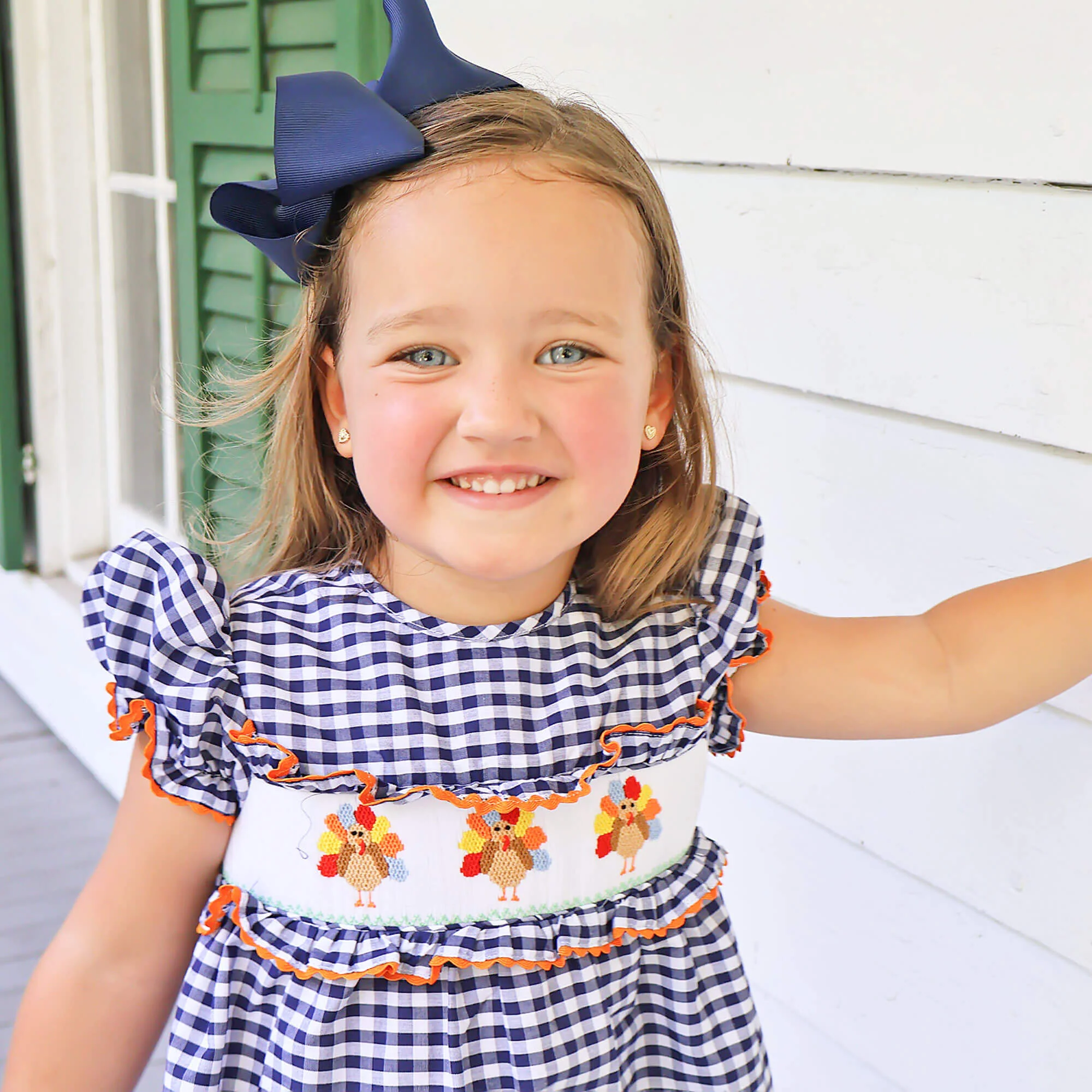 Sweet Turkey Navy Gingham Smocked Dress - Image 2