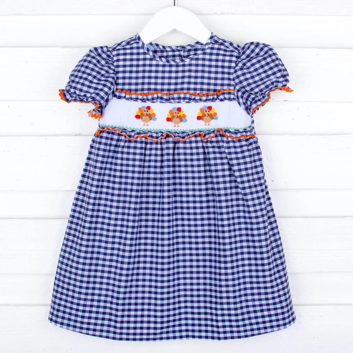 Sweet Turkey Navy Gingham Smocked Dress - Image 3