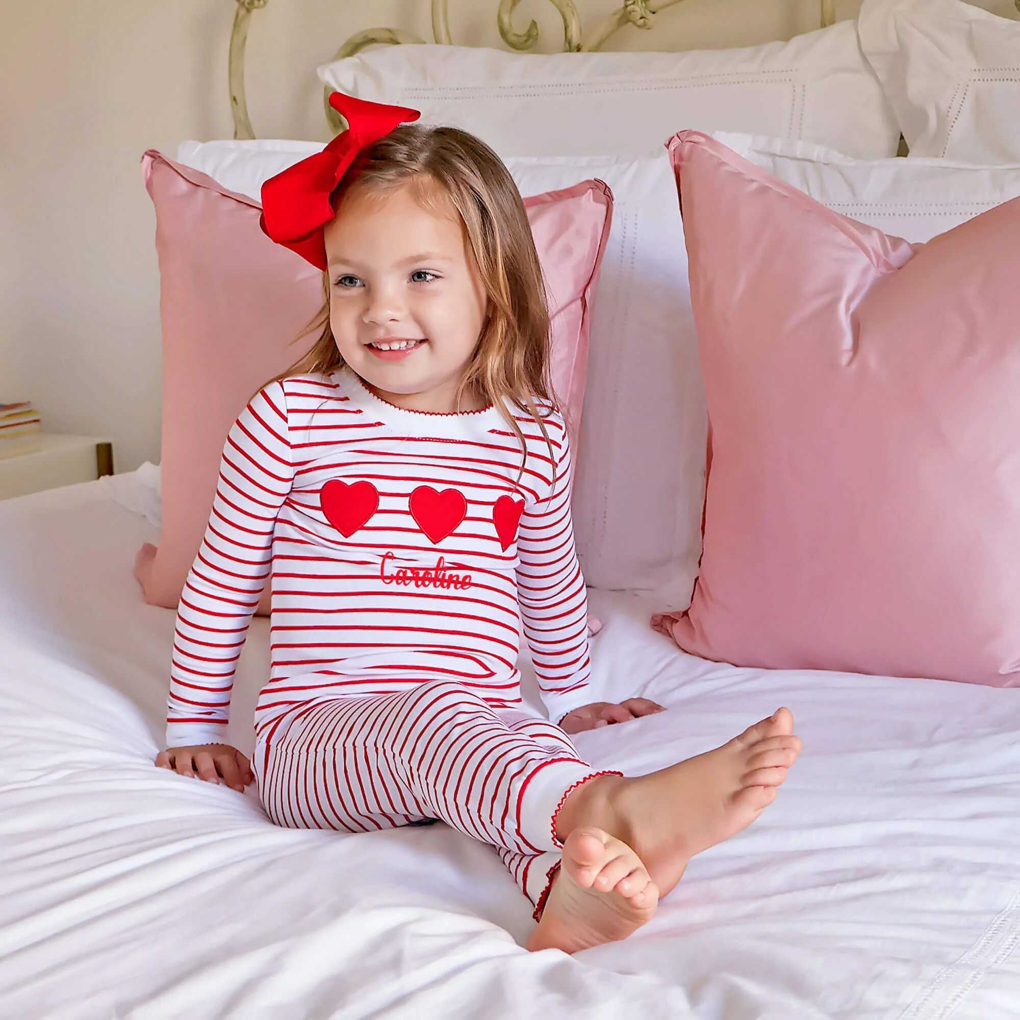 Sweet Valentine Red Stripe Pajamas - Image 3