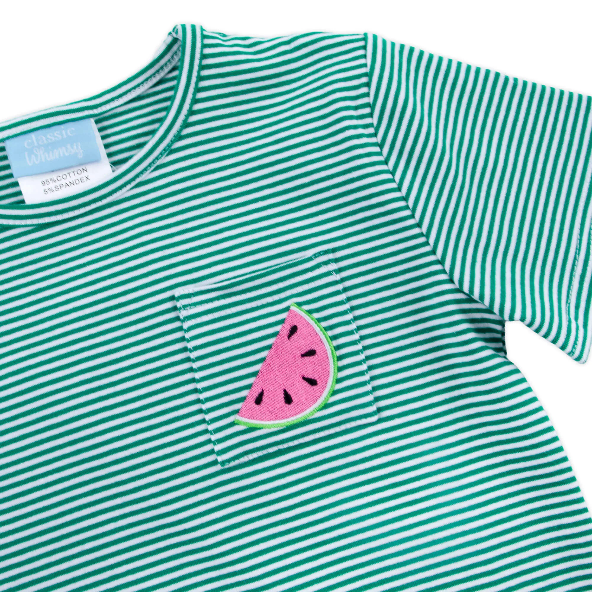 Sweet Watermelon Green Stripe Short Sleeve Pocket Shirt - Image 4