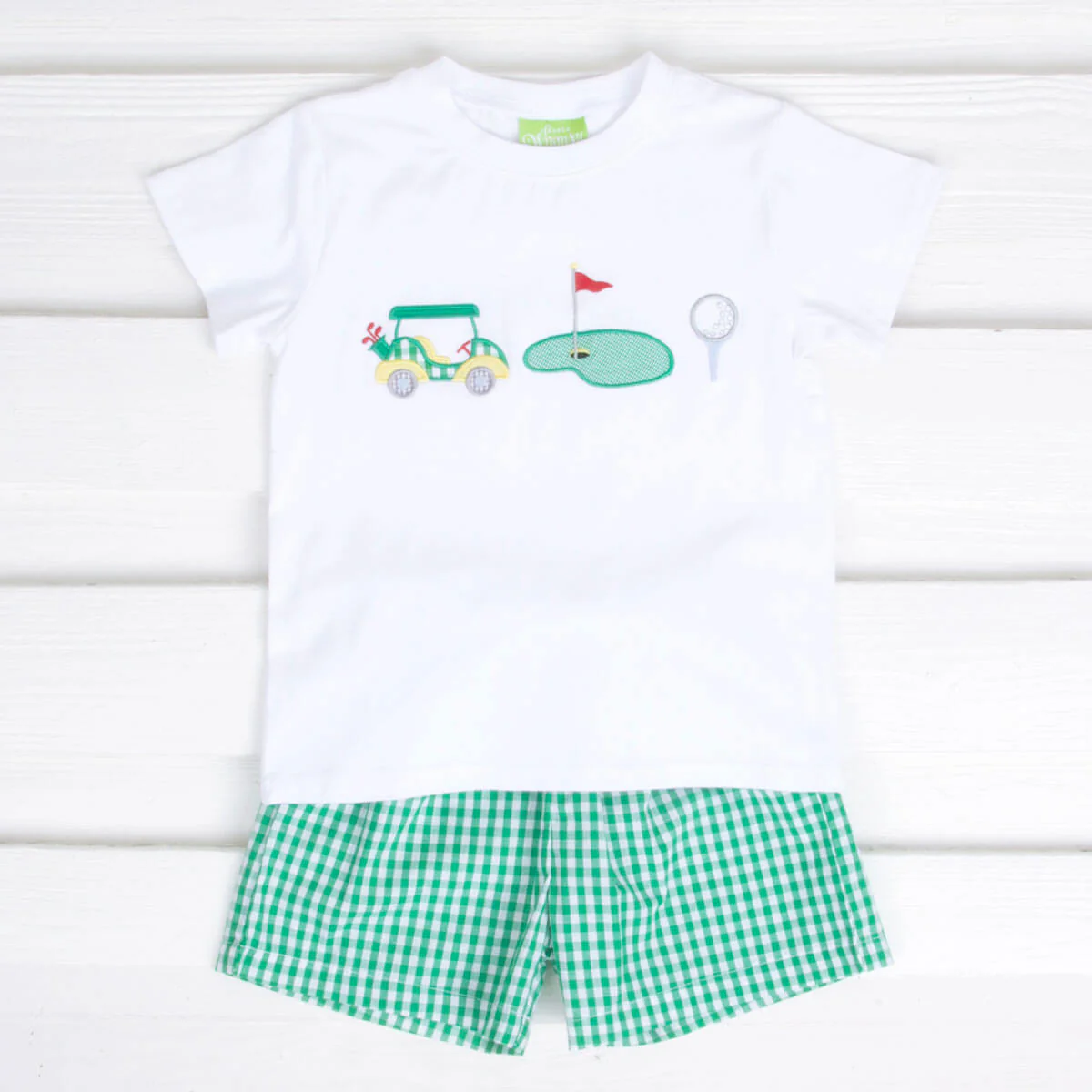 Green Gingham Golf Short Set - Image 2