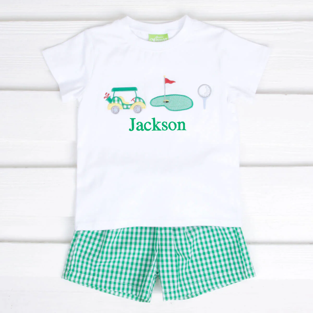 Green Gingham Golf Short Set - Image 3