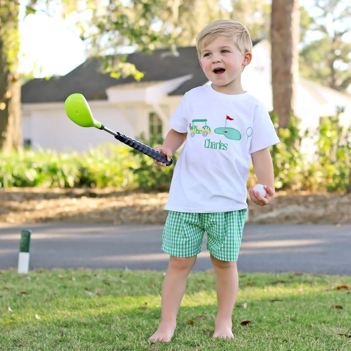 Green Gingham Golf Short Set - Image 4