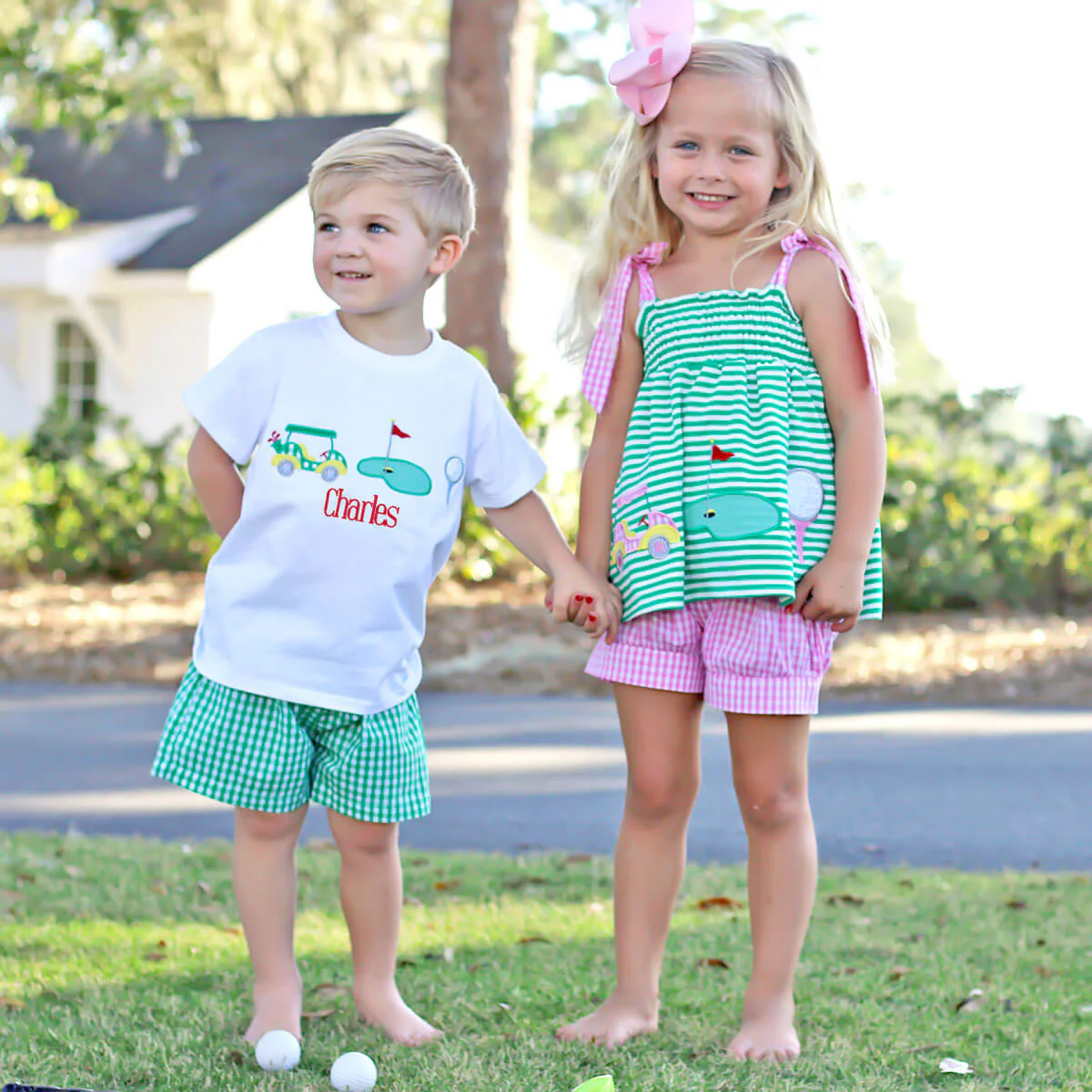 Green Gingham Golf Short Set - Image 6