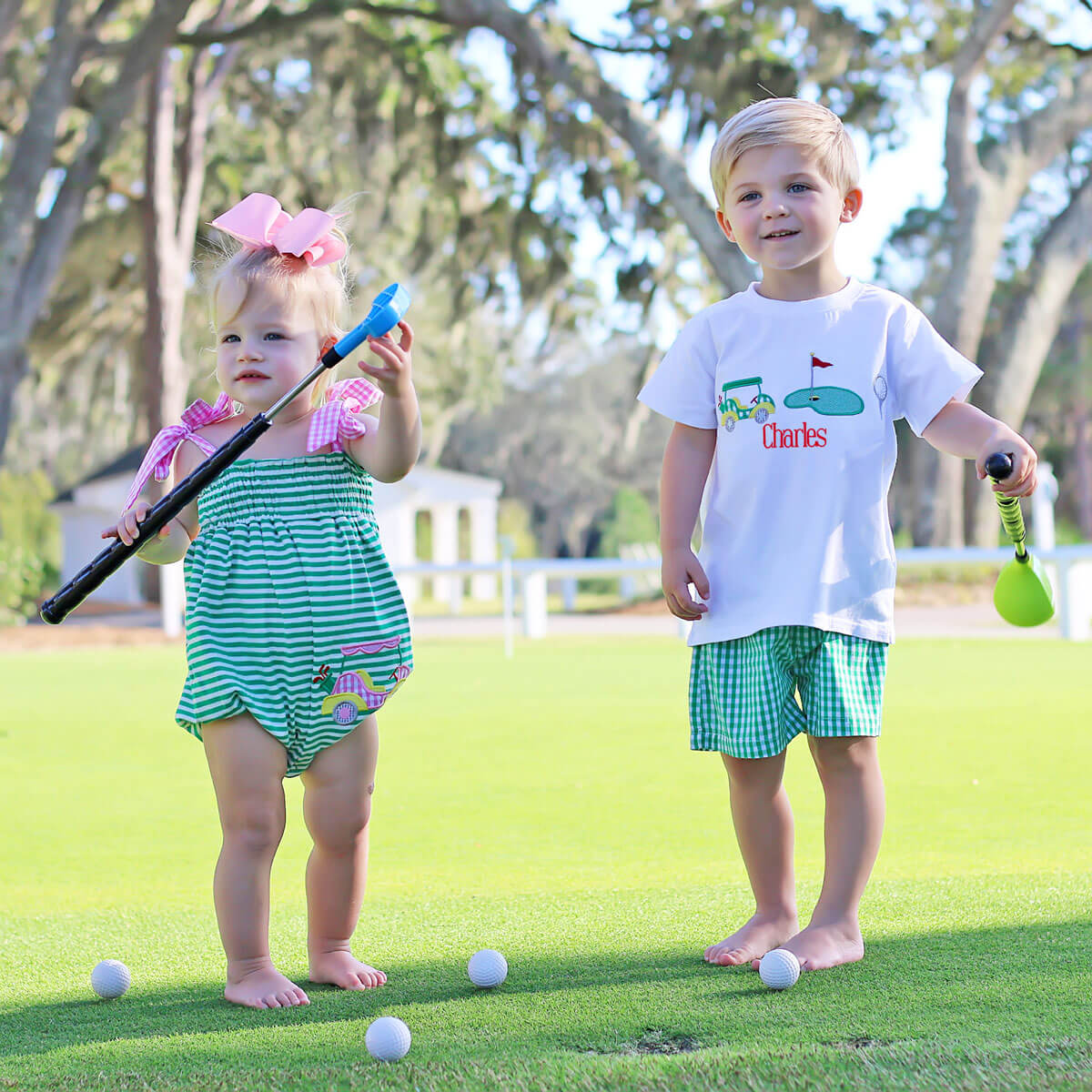 Green Gingham Golf Short Set - Image 7