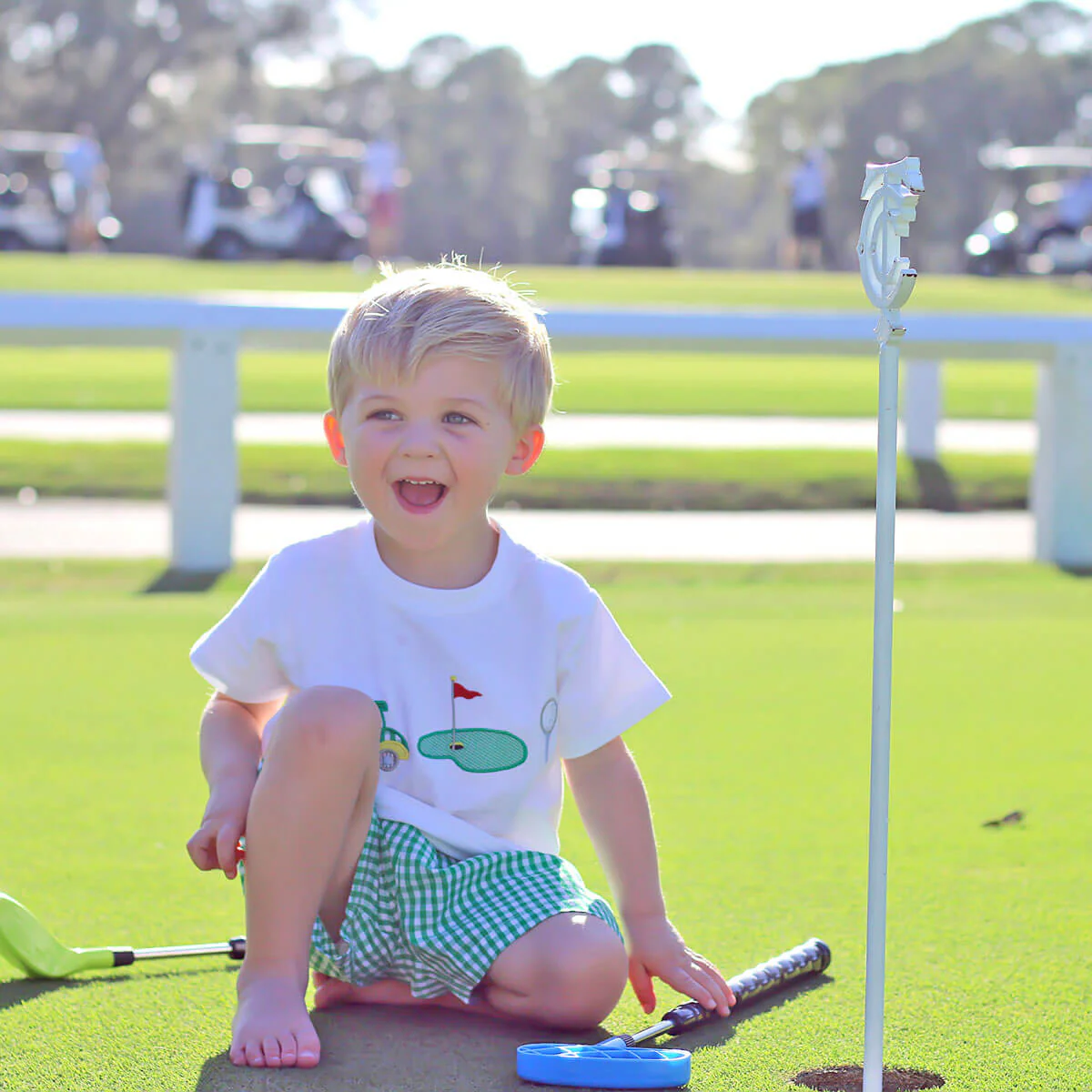 Green Gingham Golf Short Set - Image 8
