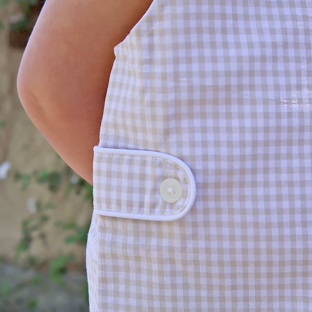 Tan Gingham Jon Jon with Tabs - Image 3