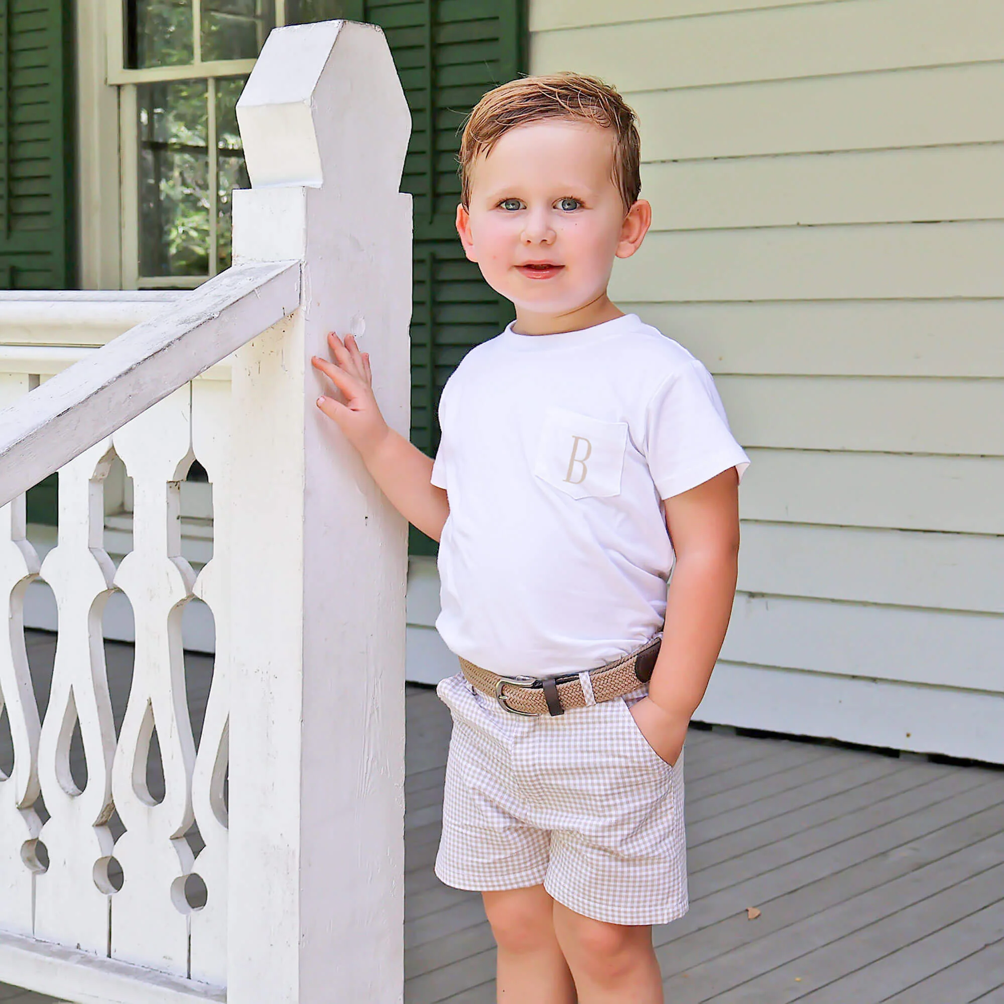 Gingham Standard Shorts Tan - Image 2
