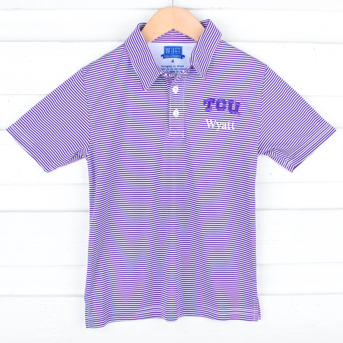 TCU Embroidered Purple Performance Polo - Image 2