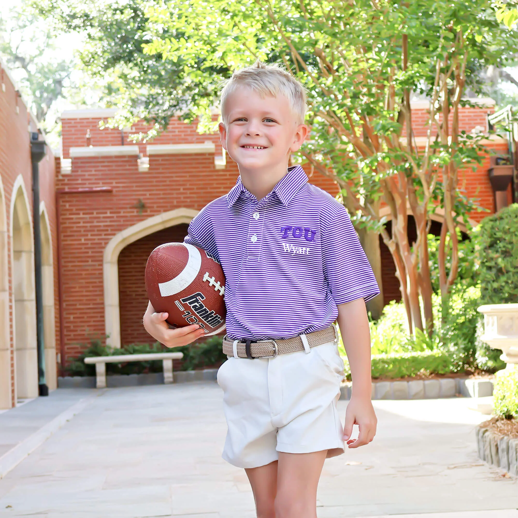TCU Embroidered Purple Performance Polo - Image 3