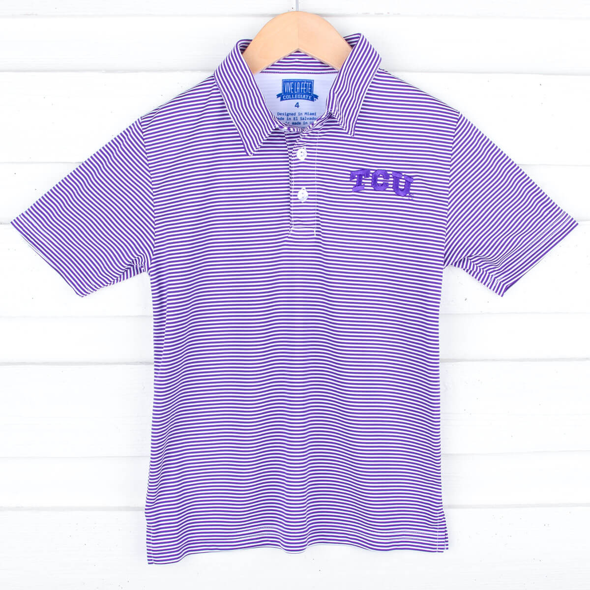 TCU Embroidered Purple Performance Polo - Image 6