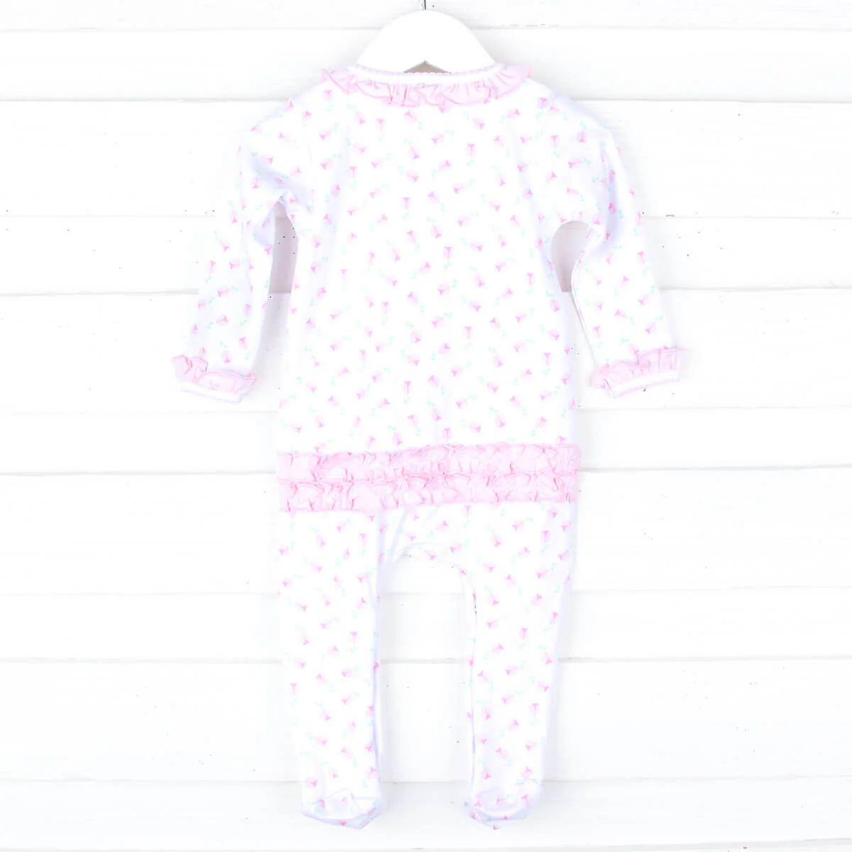 Tessa's Classic Floral Pink Ruffle Footie - Image 2