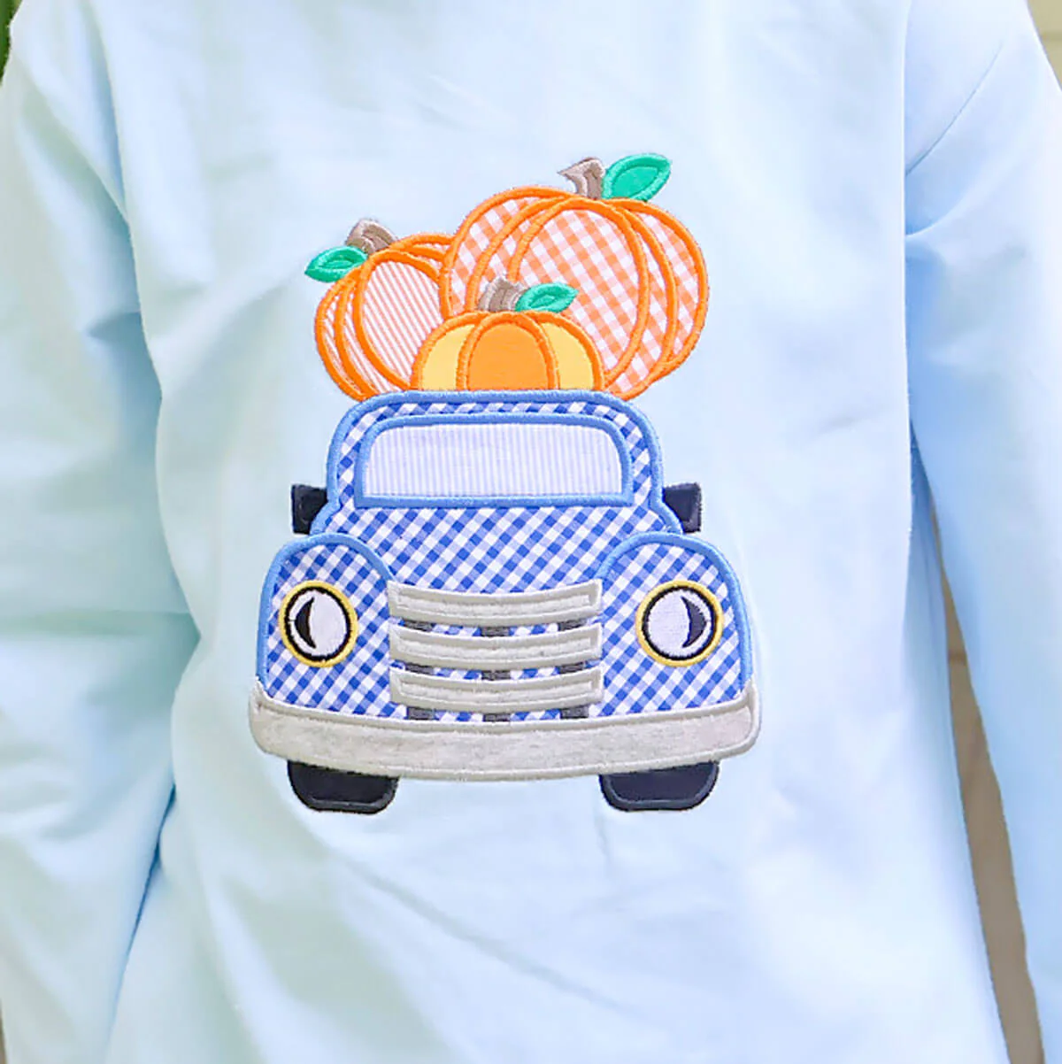 Pumpkin Truck Light Blue Long Sleeve Shirt - Image 3