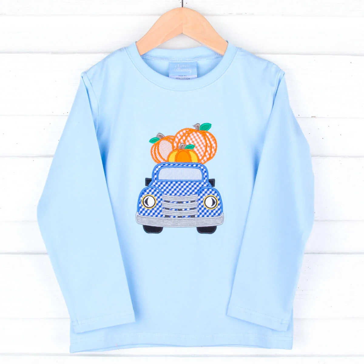 Pumpkin Truck Light Blue Long Sleeve Shirt - Image 4