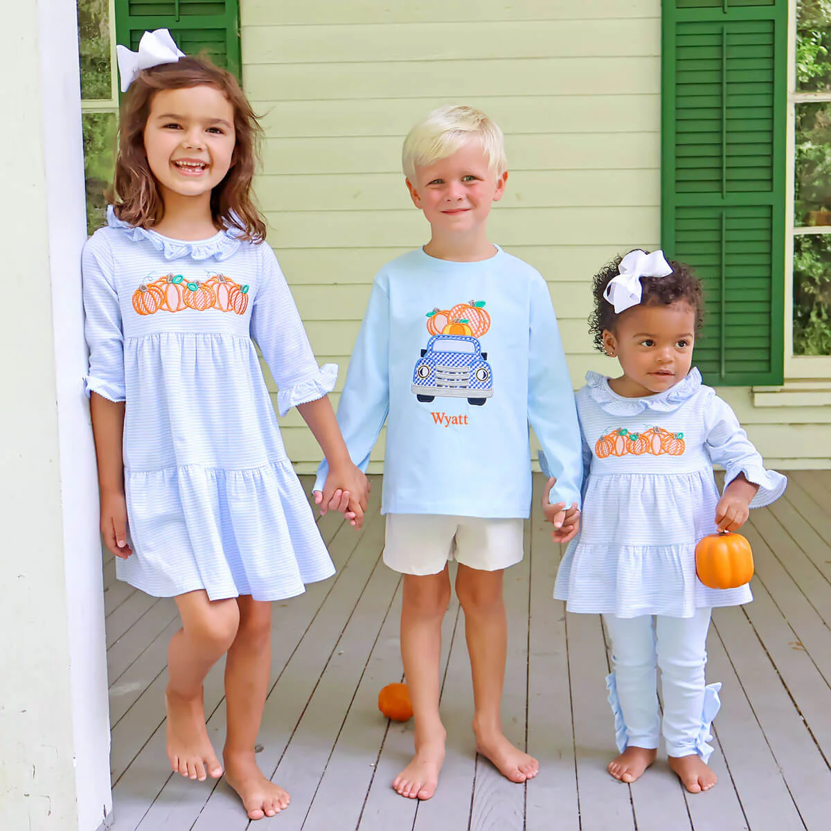 Pumpkin Truck Light Blue Long Sleeve Shirt - Image 5