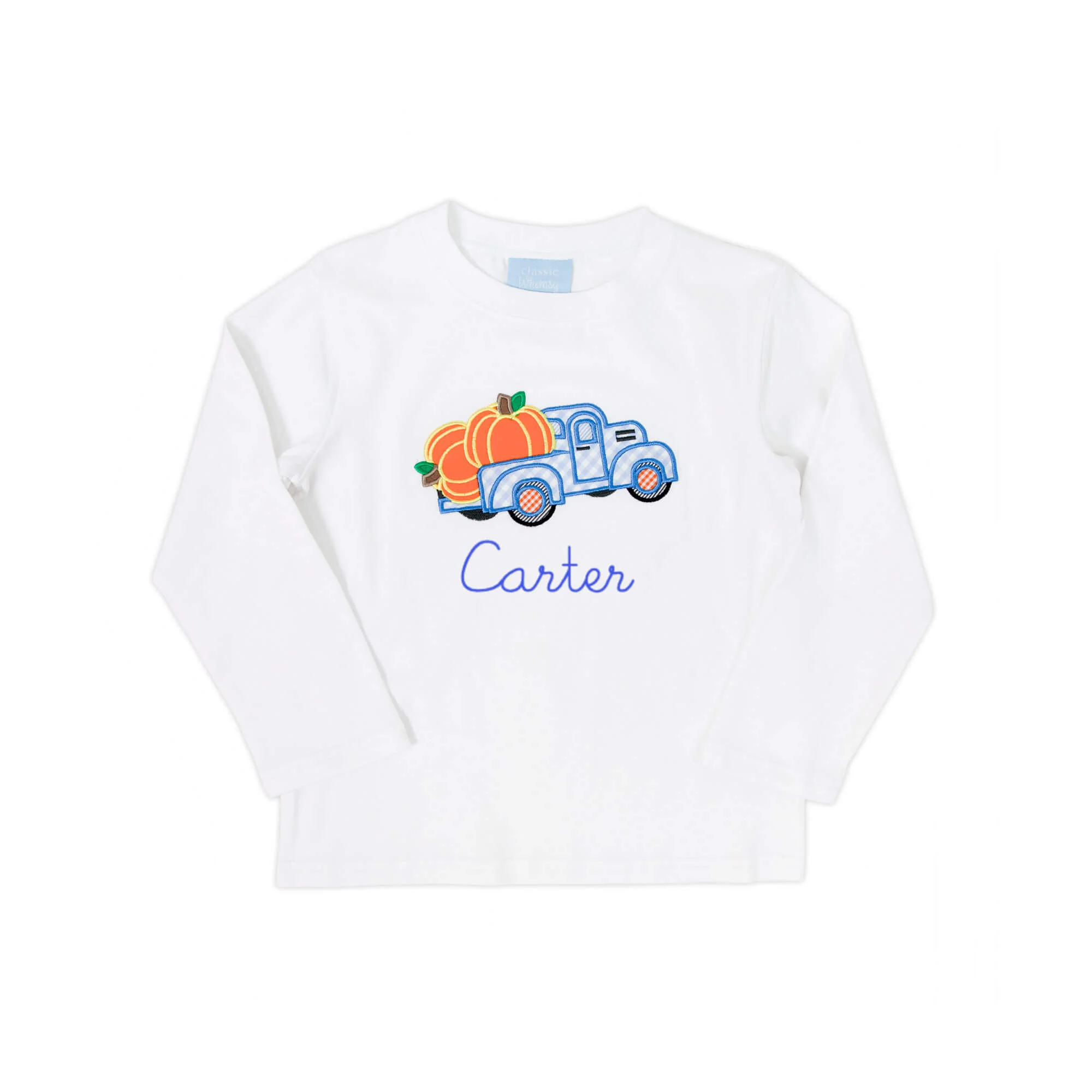 Pumpkin Truck White Long Sleeve Shirt - Image 2