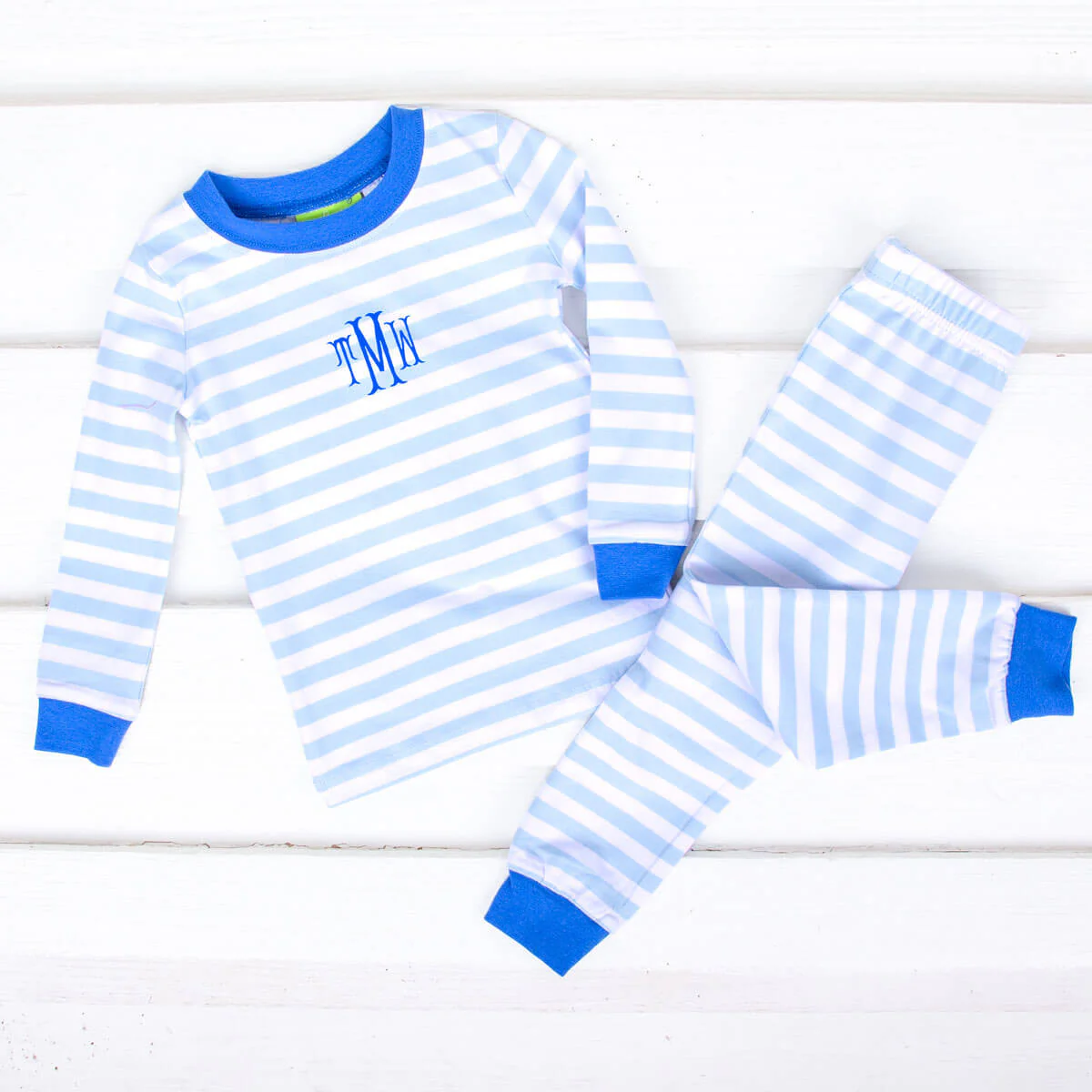 Blue and White Stripe Pajamas - Image 2