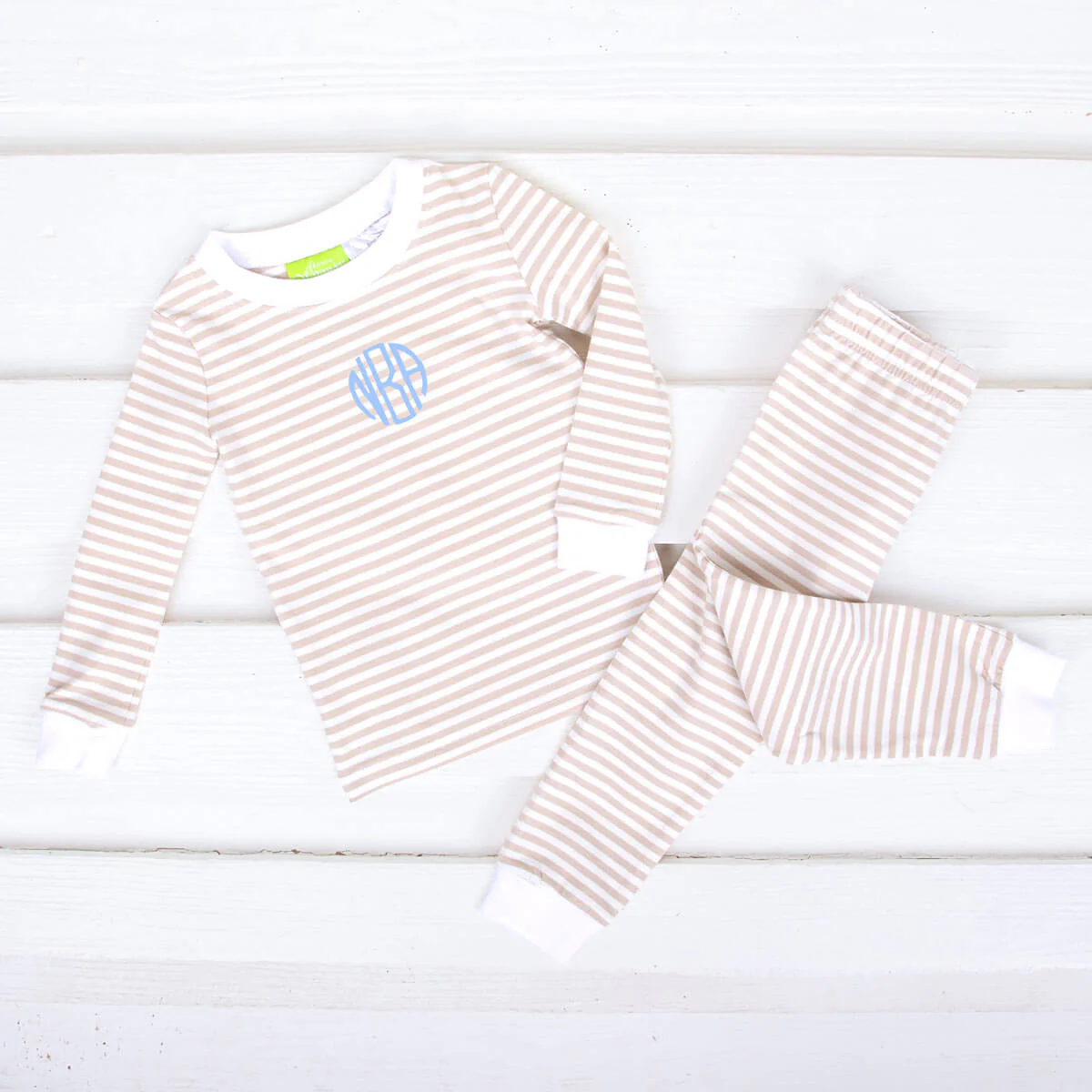 Tan and White Stripe Pajamas - Image 2