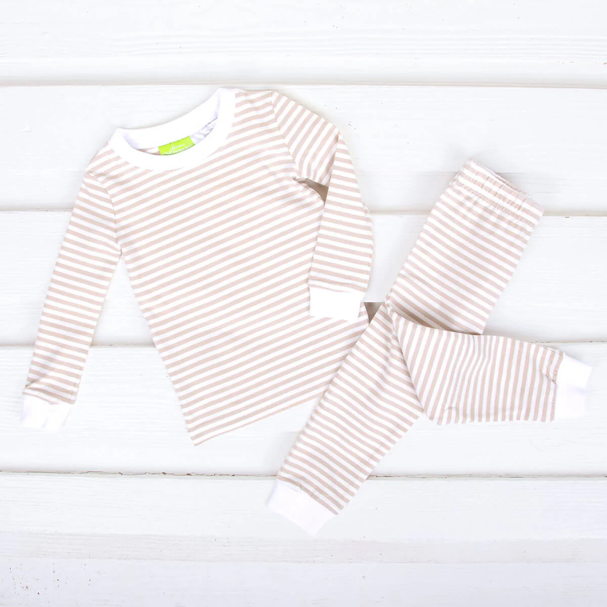 Tan and White Stripe Pajamas - Image 3