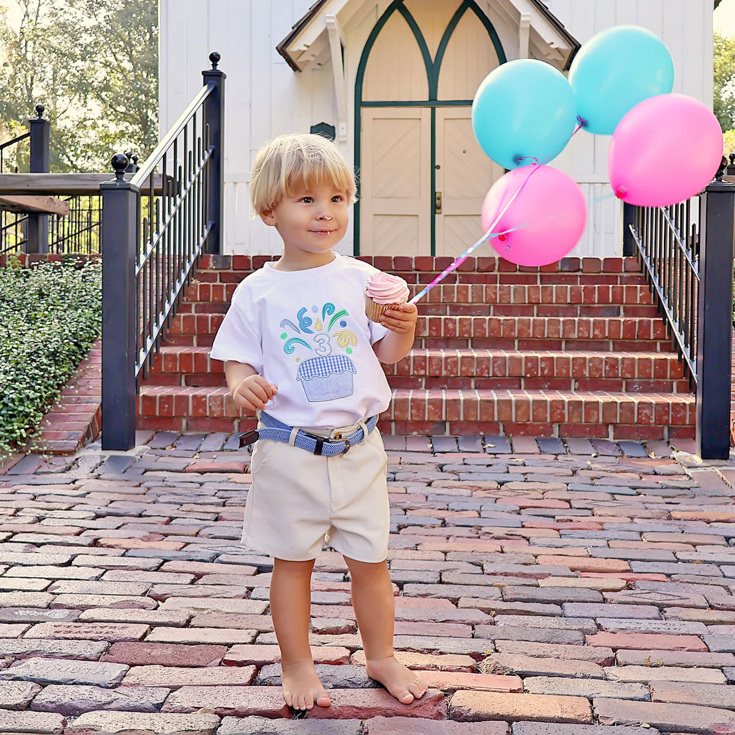 Third Birthday Cupcake Short Sleeve Shirt - Image 3
