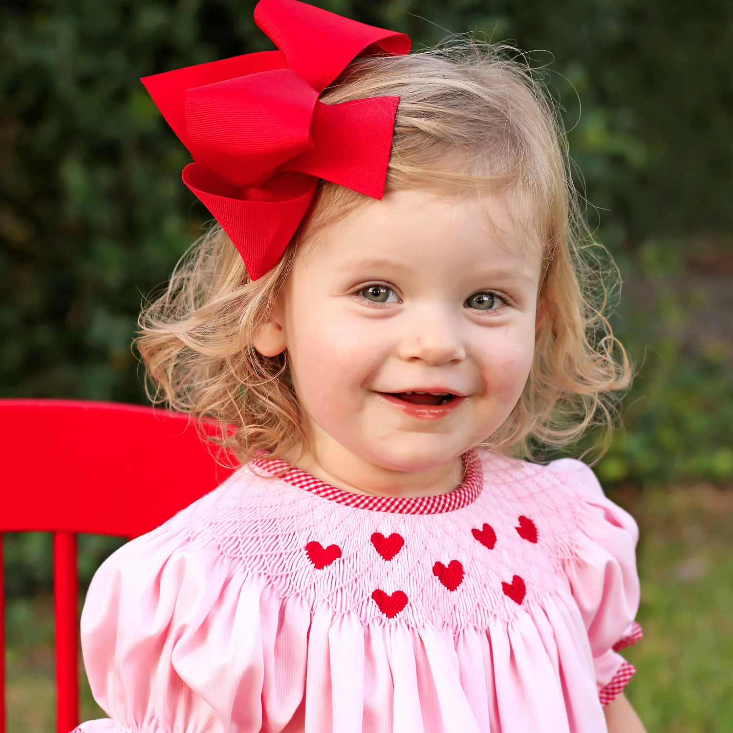 Tiny Hearts Pink Pique Smocked Bishop Bloomer Set - Image 4