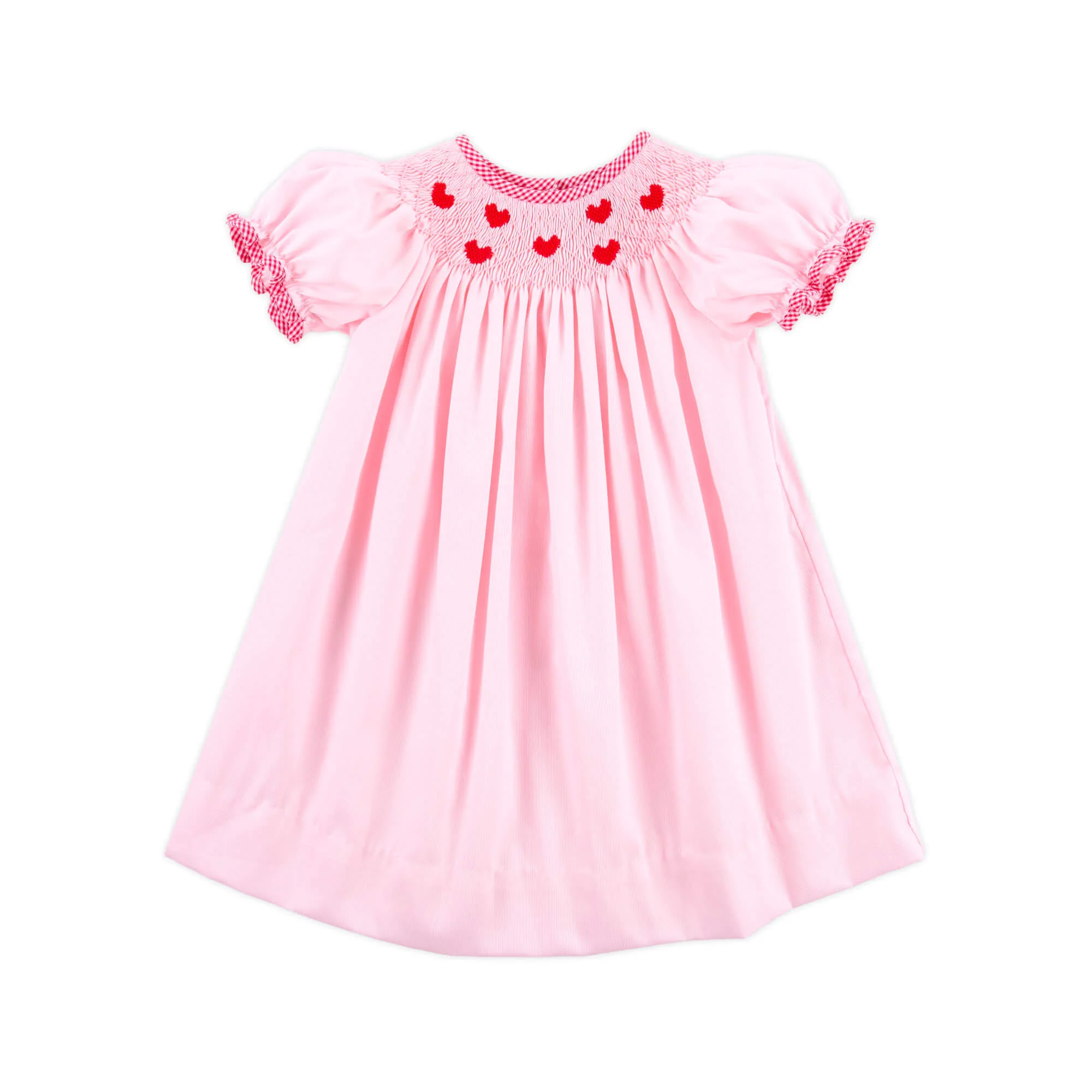 Tiny Hearts Pink Pique Smocked Bishop Dress - Image 3