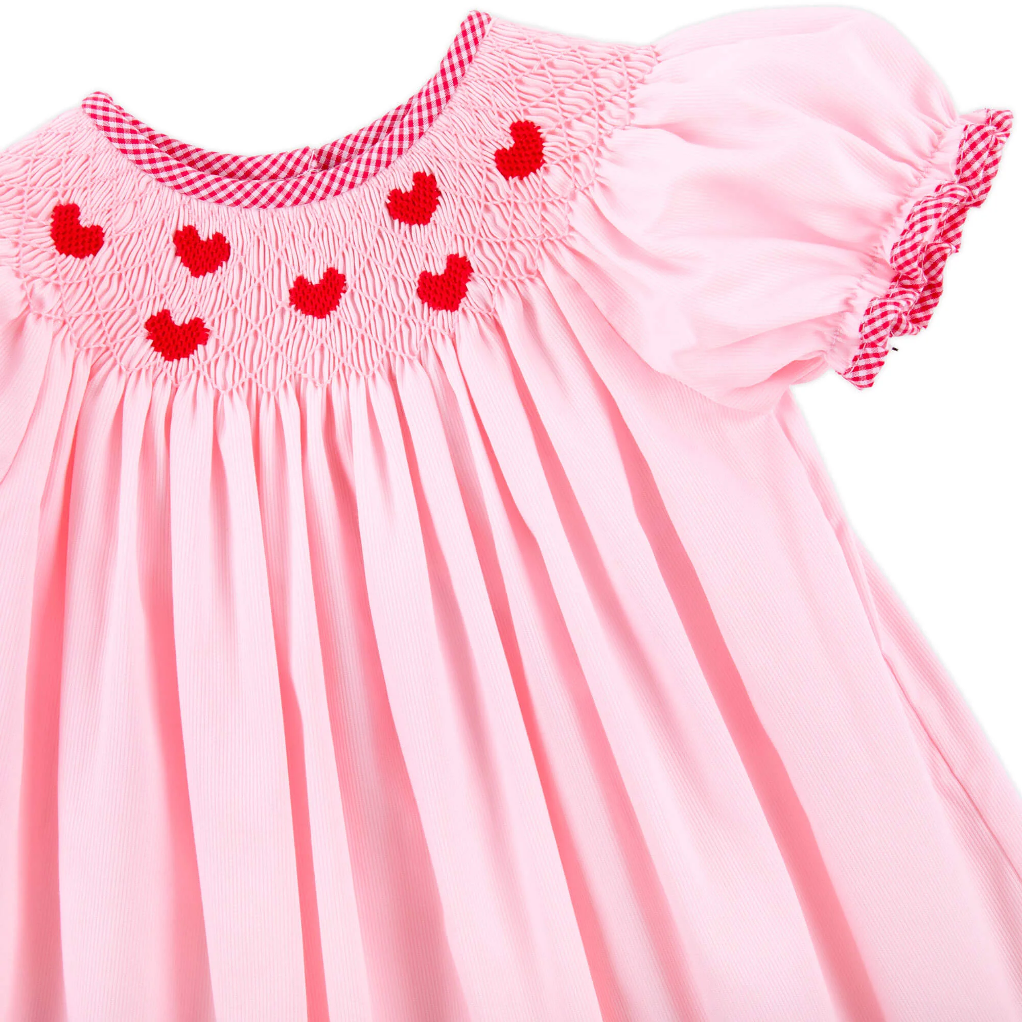 Tiny Hearts Pink Pique Smocked Bishop Dress - Image 4