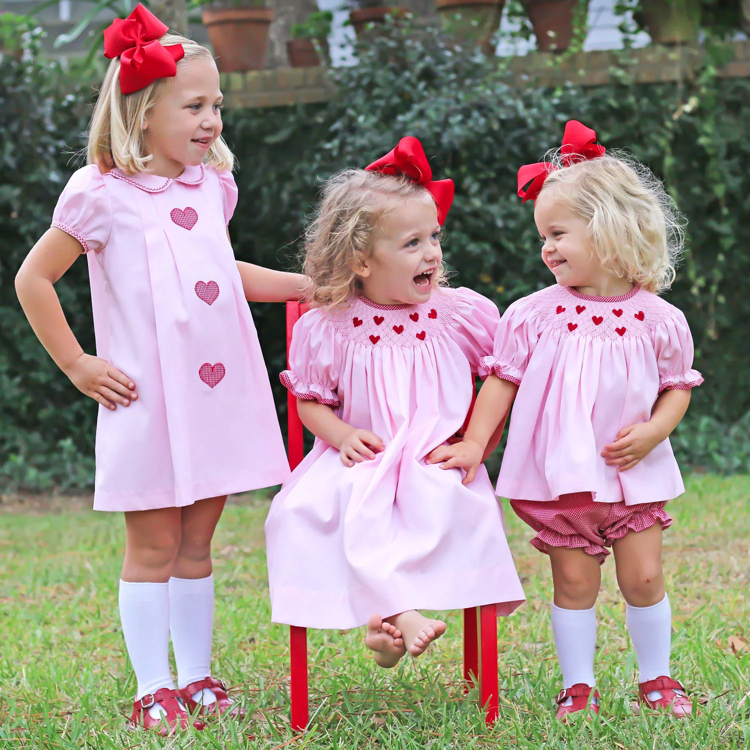 Pink Pique Pleated Heart Applique Dress - Image 4