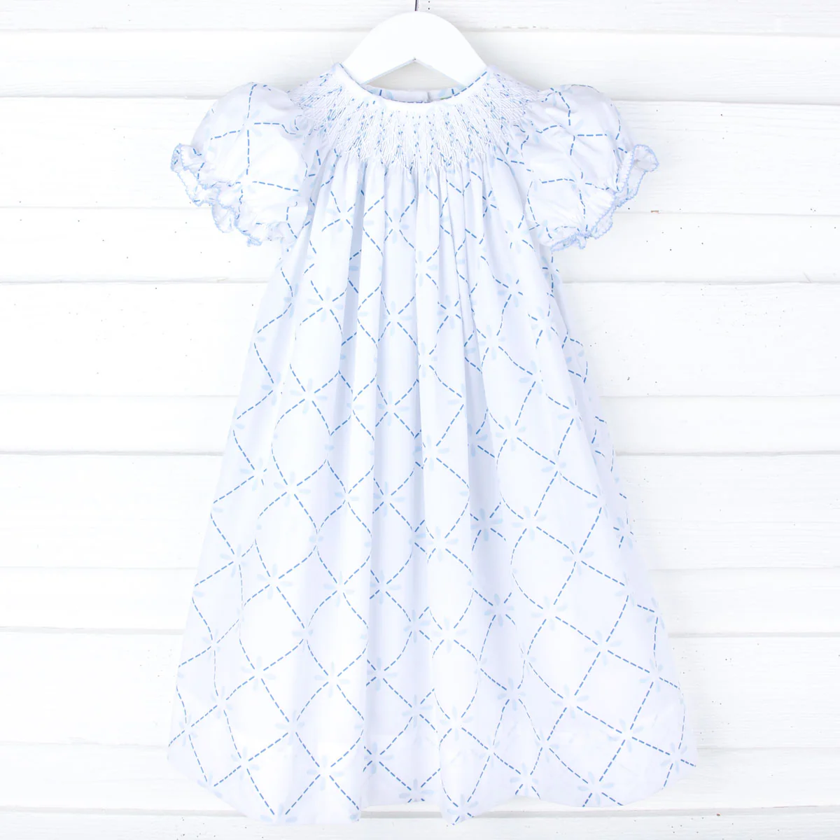 Touch of Blue Smocked Bishop Dress - Image 2