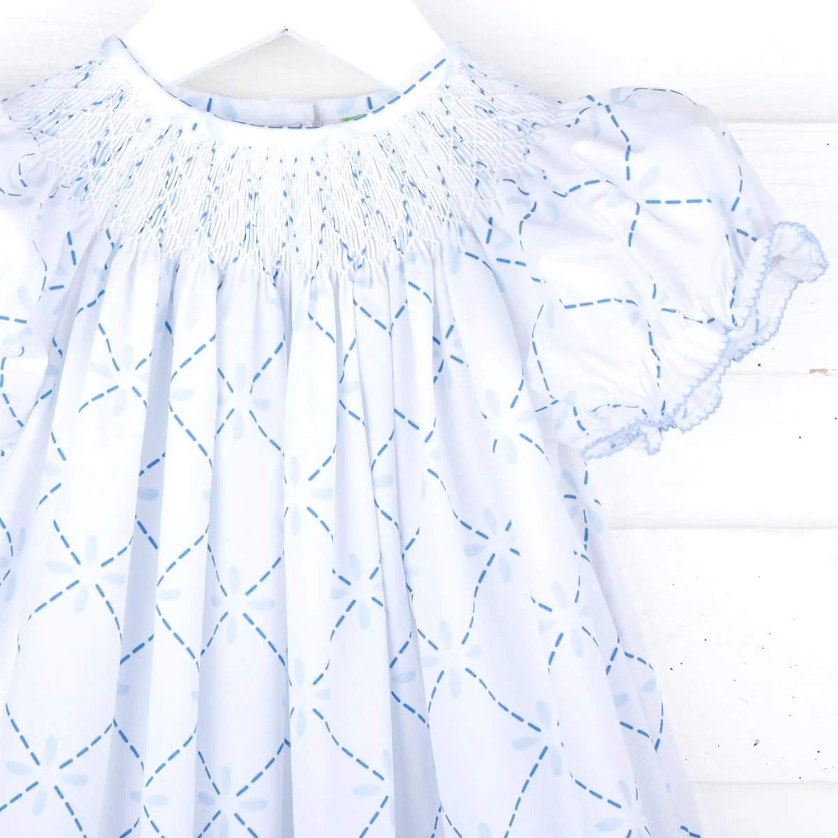 Touch of Blue Smocked Bishop Dress - Image 4
