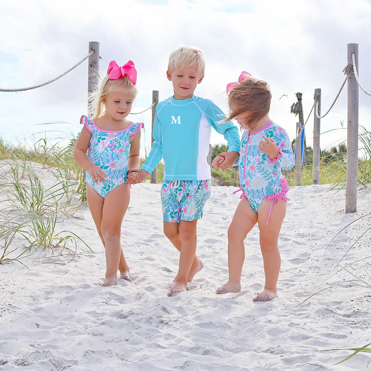 Tropical Island Turquoise Rash Guard - Image 3