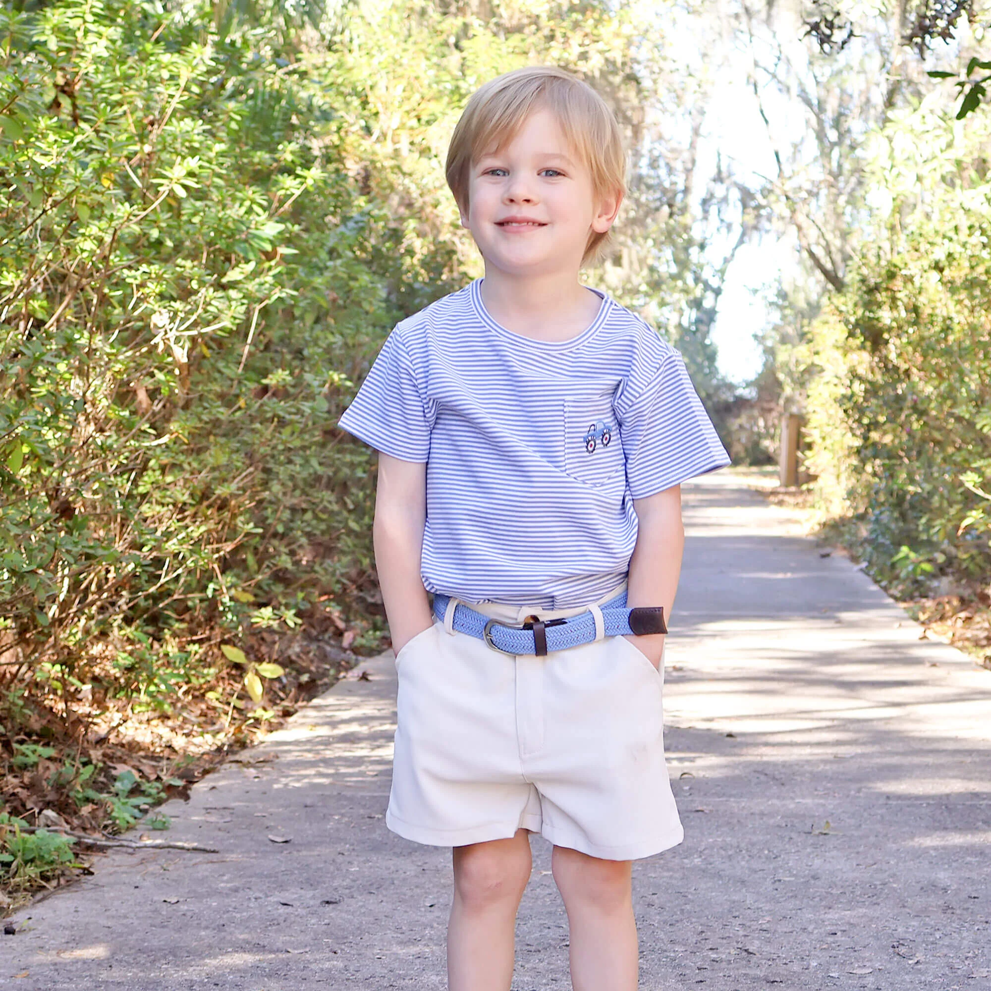 Truck Blue Stripe Short Sleeve Pocket Shirt - Image 3