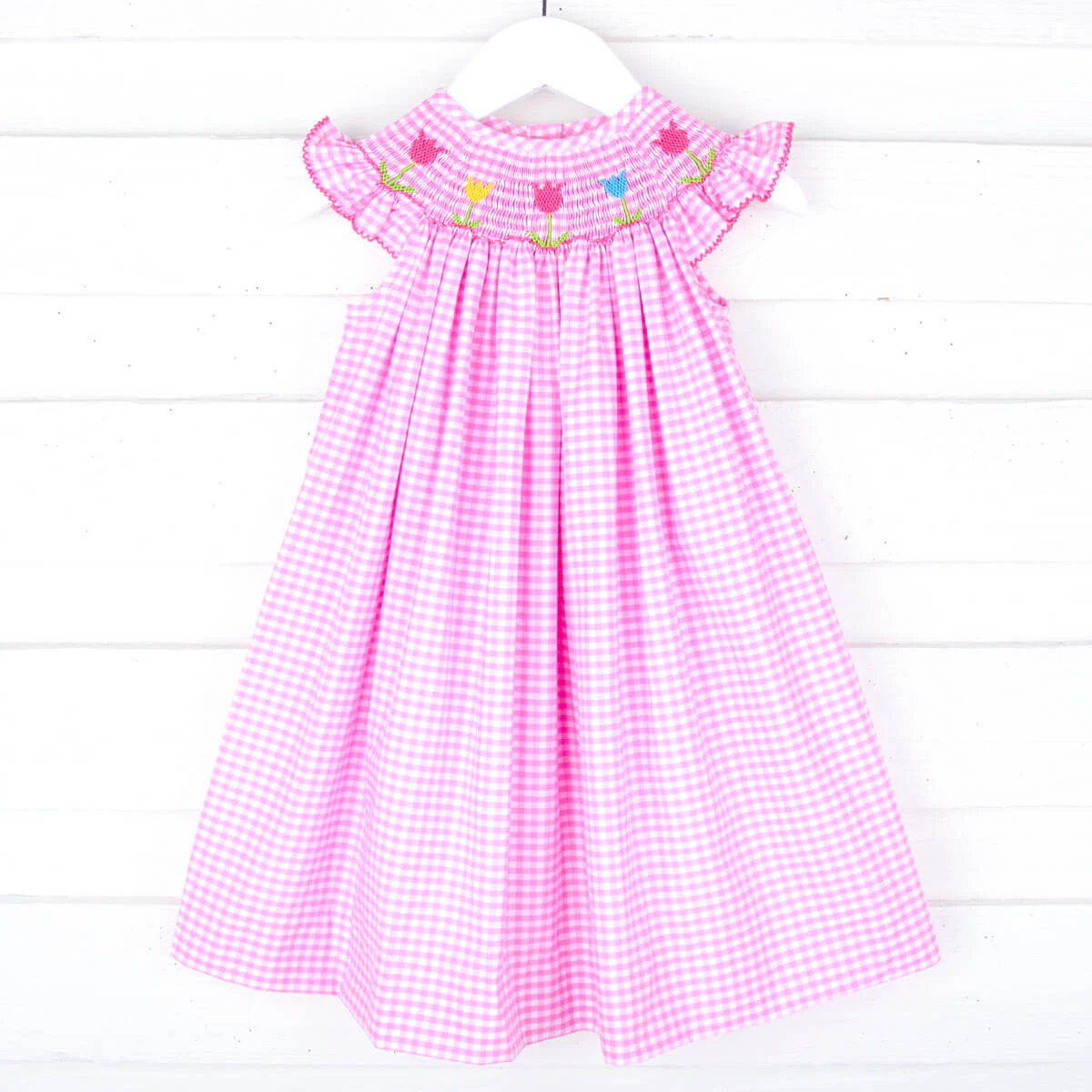 Tulip Season Pink Gingham Smocked Dress - Image 2