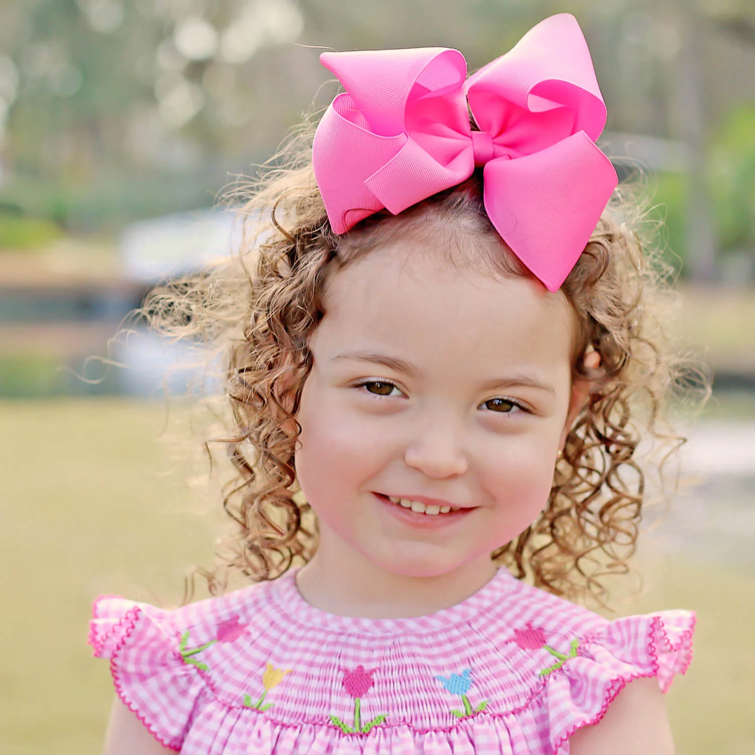 Tulip Season Pink Gingham Smocked Dress - Image 3