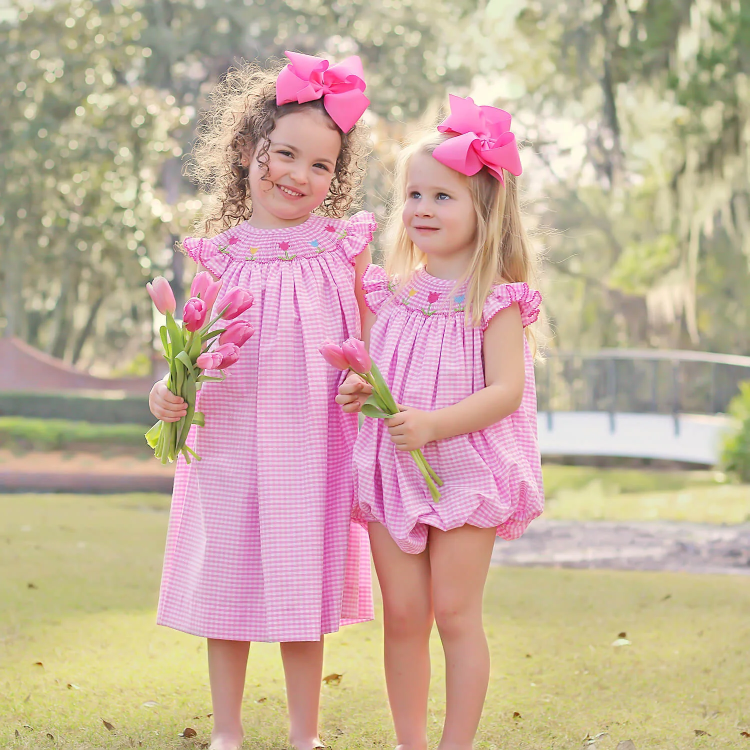 Tulip Season Pink Gingham Smocked Dress - Image 4