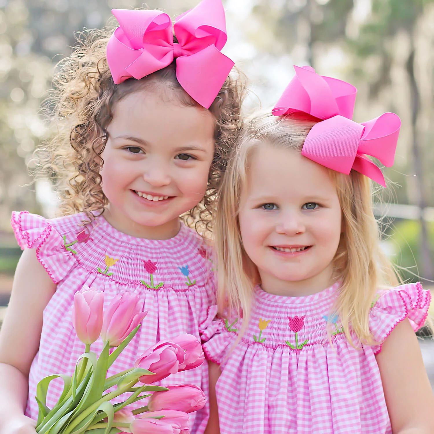 Tulip Season Pink Gingham Smocked Dress - Image 6