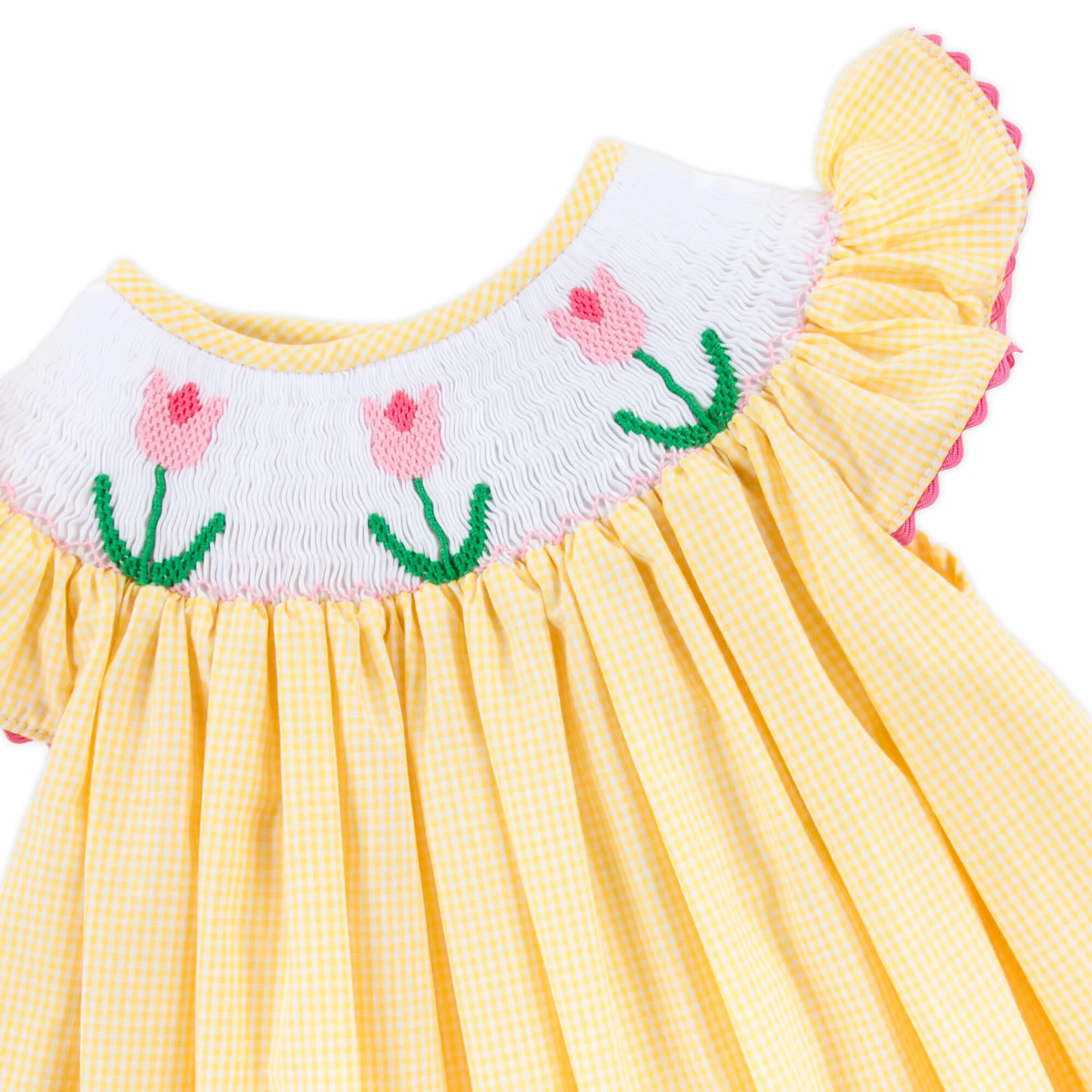 Tulip Smocked Yellow Mini Gingham Dress - Image 2